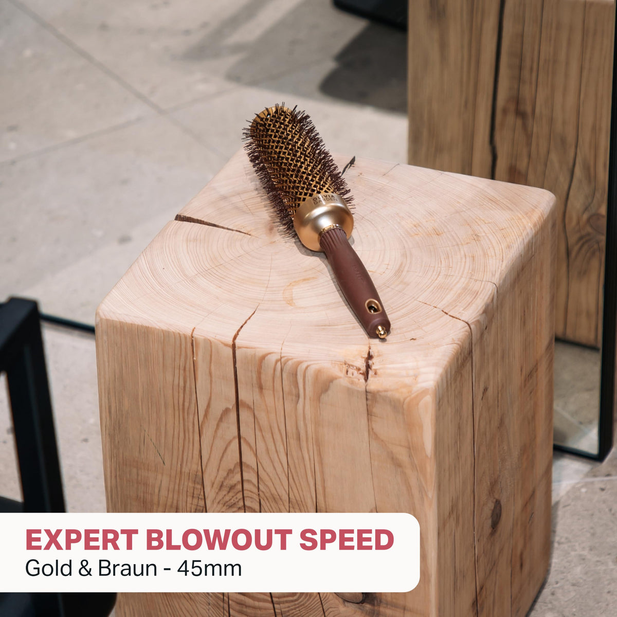 Olivia Garden Expert Blowout Speed Perie rotundă din ceramică, Aurie & Maro, 45 mm - ID2171