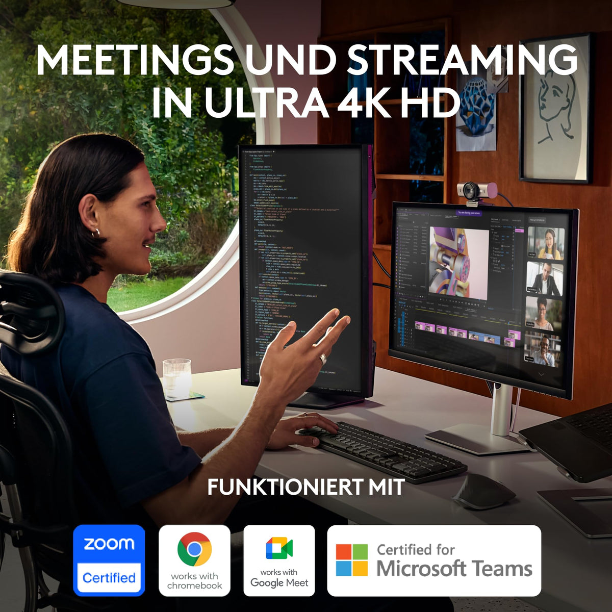 Logitech MX Brio Ultra HD 4K Webcam pentru colaborare și streaming (Grafit) - 960-001559