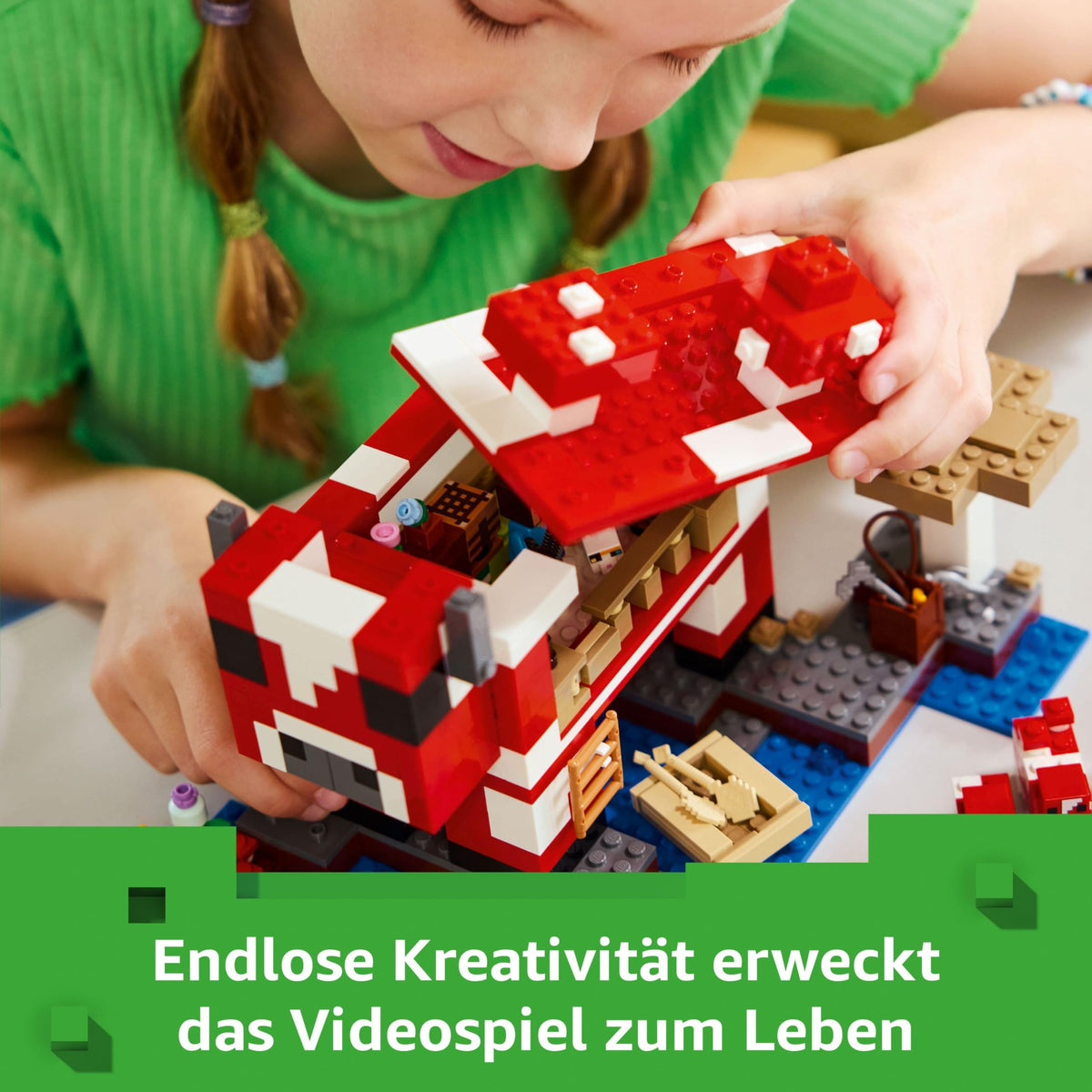 LEGO Minecraft Casa ciupercii - Jucărie de gaming cu figurina Steve, moburi, o masă de lucru și o fermă - Set interactiv de joc - Cadou de gaming pentru fete și băieți de la 8 ani 21270