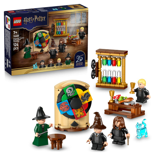 LEGO Harry Potter Hogwarts Castle: Sorting Hat Selection Ceremony - Patronus, Hermione and Draco Malfo minifigures with wands, spinning wheel - Gift for children aged 7 and up - 76460
