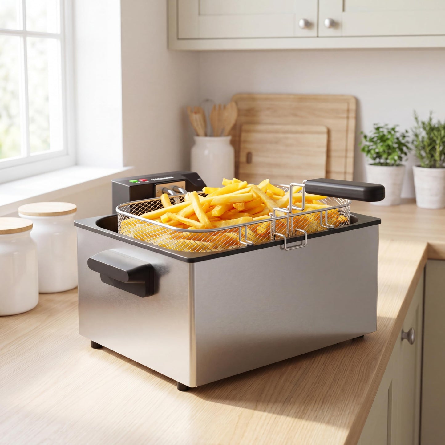Tristar Stainless Steel Deep Fryer, 5L Capacity, 3000W, Removable Basket, Adjustable Temperature, Semi-Professional Performance, FR-9330