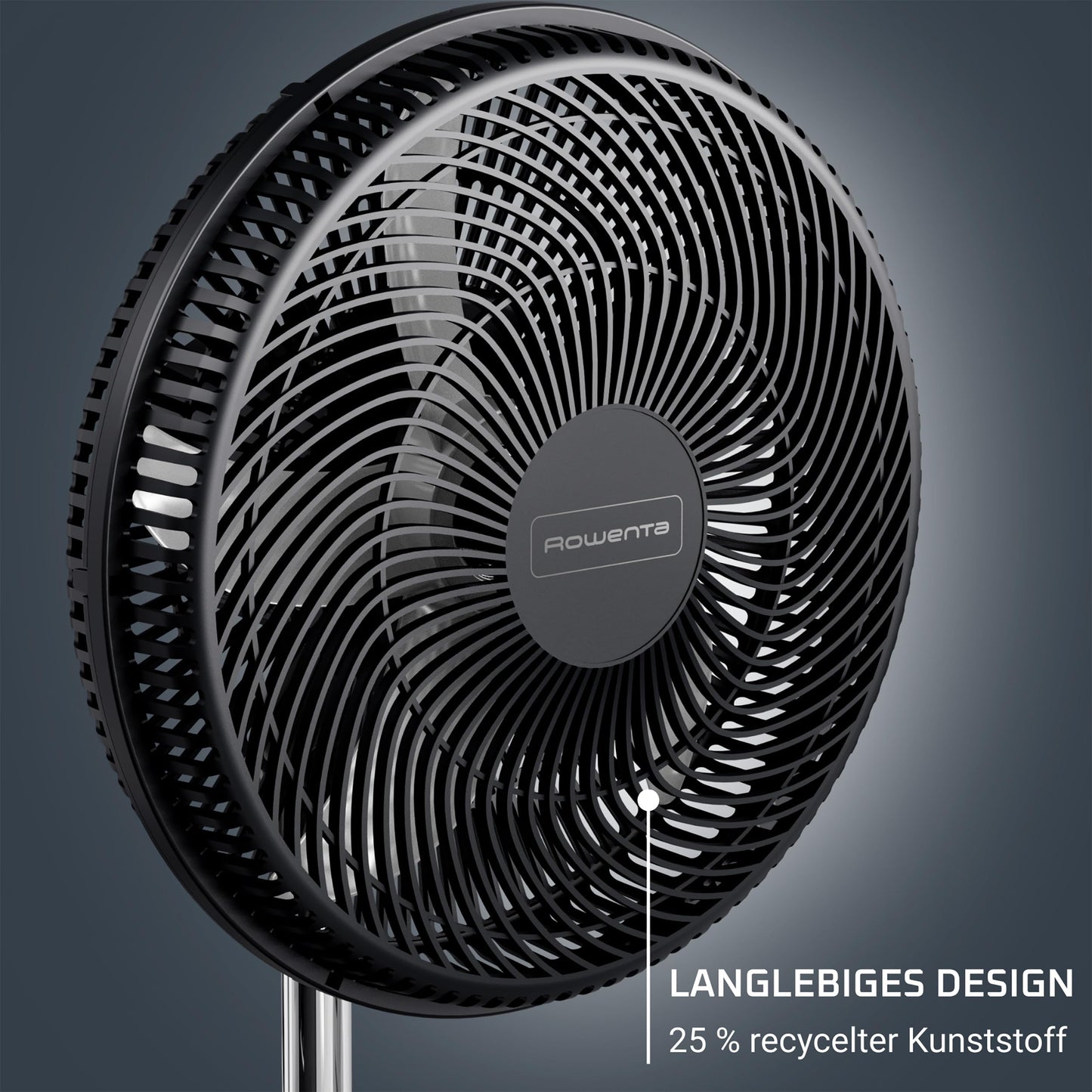 Rowenta Turbo Essential Pedestal Fan - powerful table/stand fan with 3 speed levels, quiet 58 dB, height adjustable & oscillating, compact for office, living room/bedroom, VU3110F3