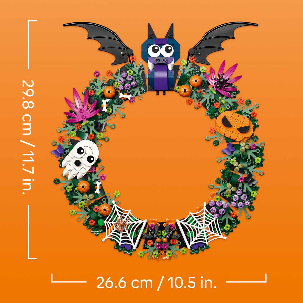LEGO Halloween wreath model kit - with bats, ghosts and spider web - wall decoration - Halloween building toy gift for girls, boys and teenagers aged 12 and over - 40825