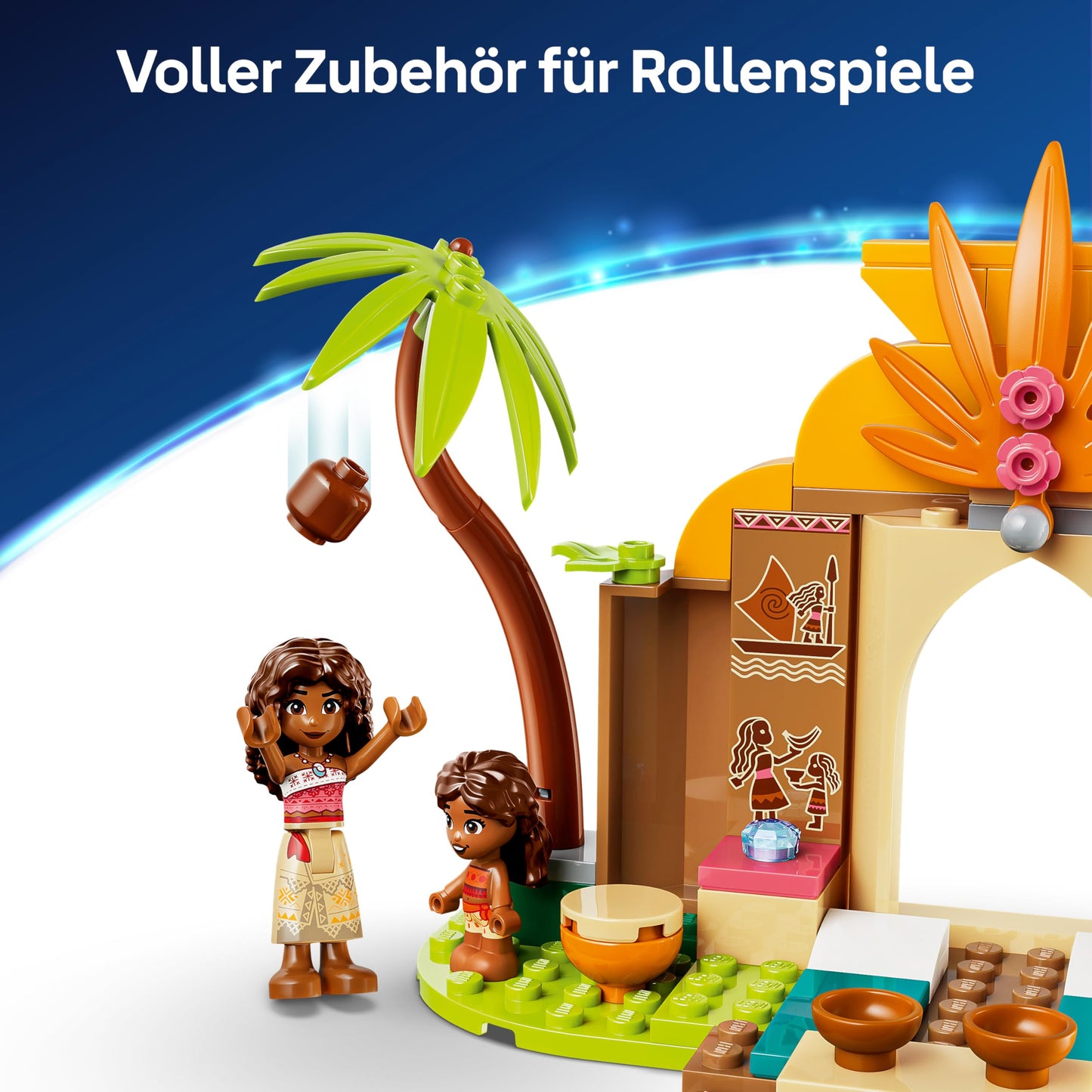 LEGO ǀ Disney Moana Vaiana's hut and boat - educational toy with 2 mini dolls and Pua animal figure - birthday gift for girls and fans aged 4 and over - 43282