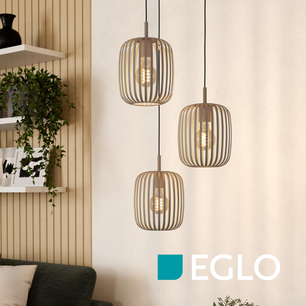 EGLO Pendant Lamp Romazzina, 3-bulb Pendant Light over Dining Table - 900687