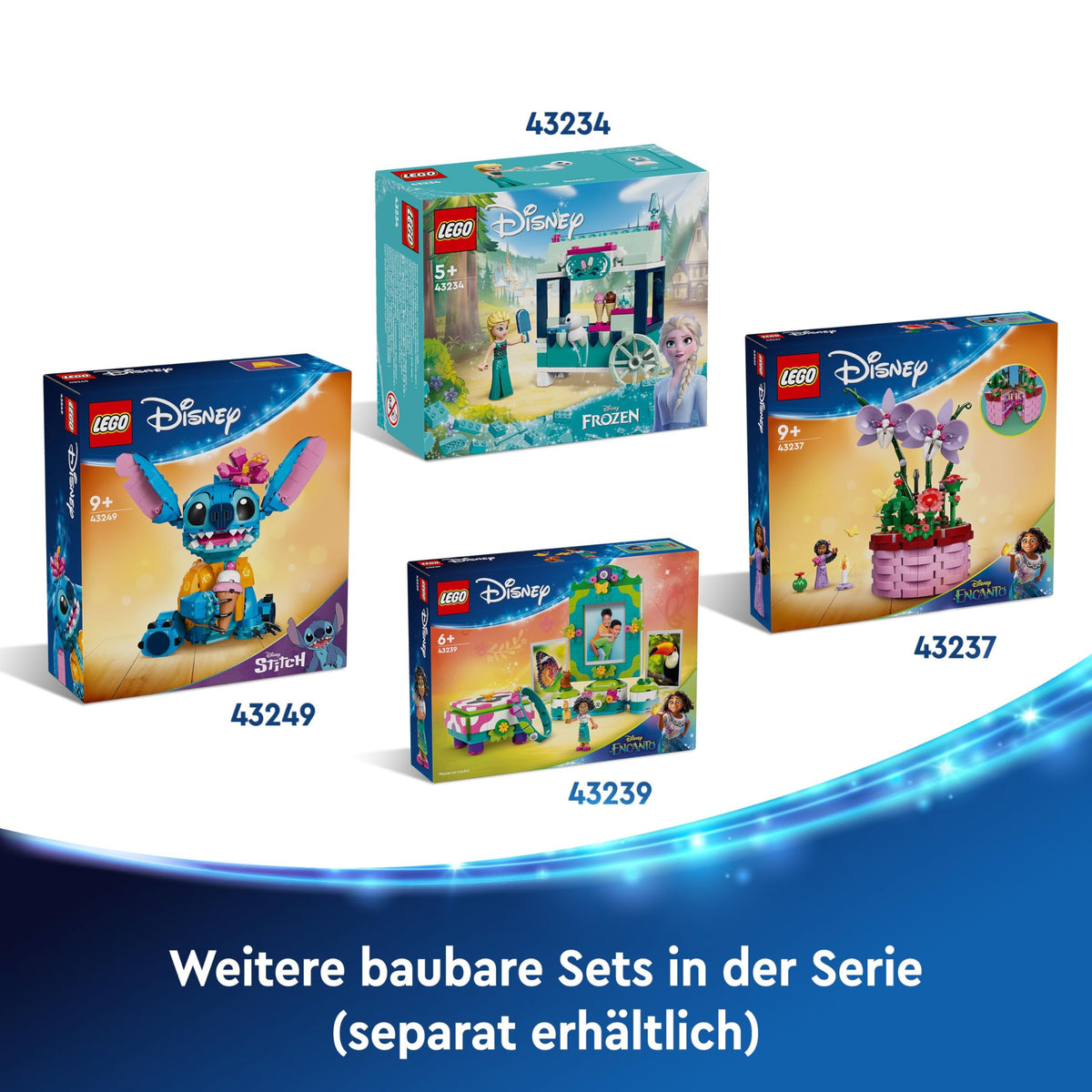 LEGO | Disney Stitch Jucărie - Figură pentru joacă și colecționat cu un cornet de înghețată și o floare decorativă - Cadou pentru fete, băieți și fanii filmului Lilo & Stitch de la 9 ani - 43249