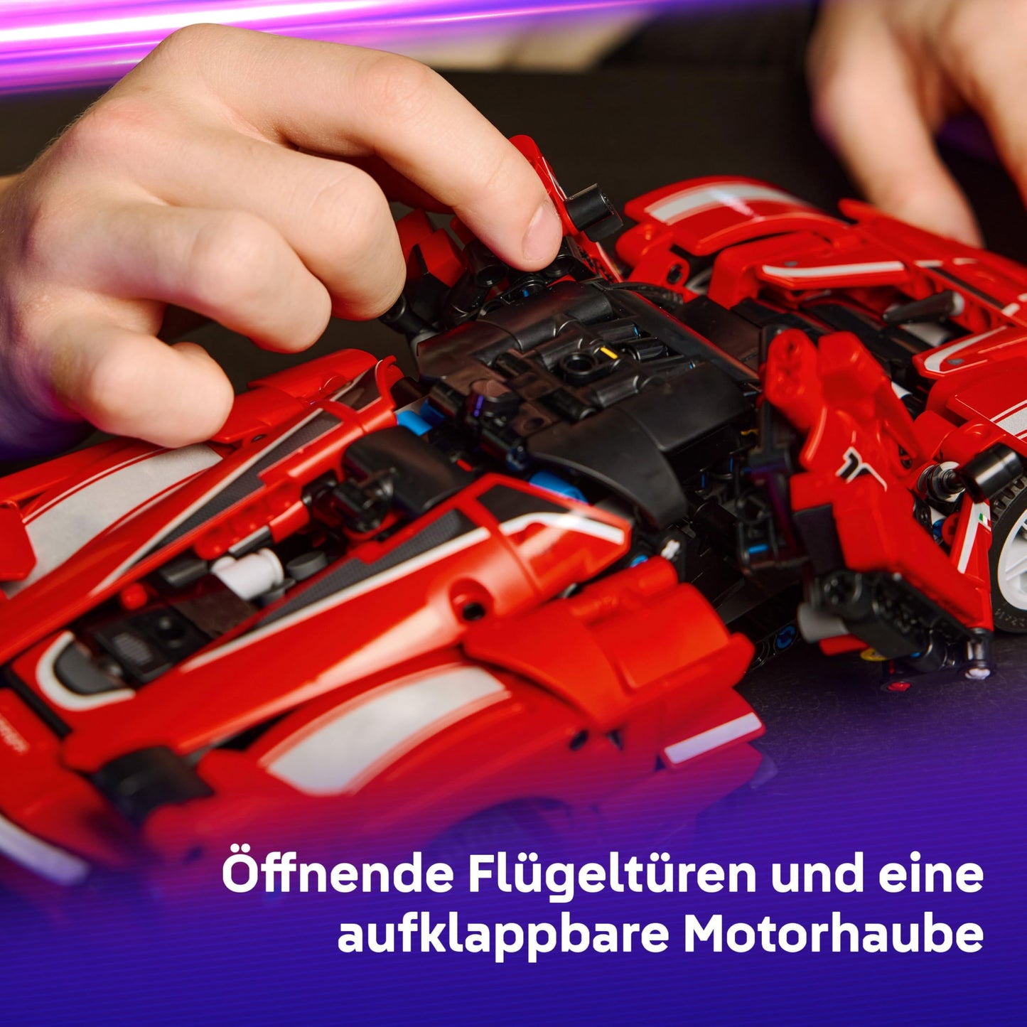 LEGO Technic Ferrari FXX K racing car toy - car model to build and display with V12 engine and movable pistons - motorsport gift for boys aged 10 and over - 42212