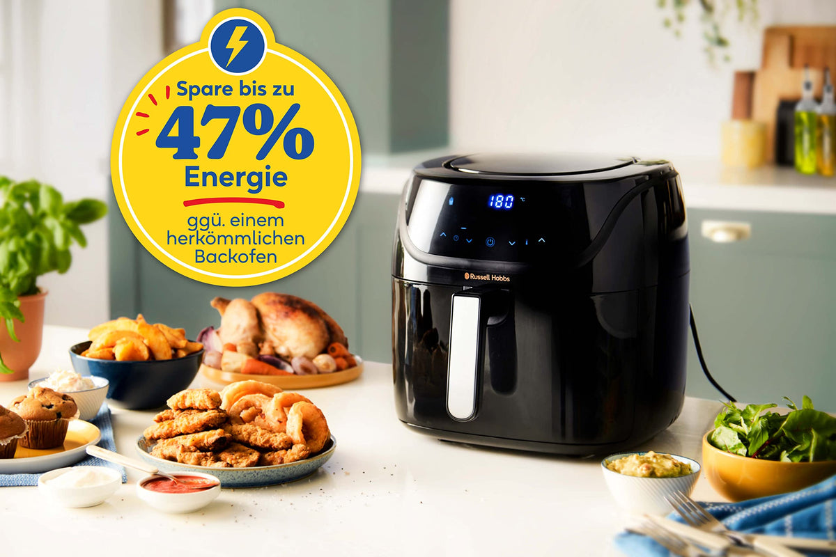 Russell Hobbs Heißluftfritteuse XXL 8L Rapid AirFryer [compact design, 7 cooking functions, 10 programs] SatisFry (dishwasher safe, max 220°C, oil-free fryer, grilling, baking, roasting) 27170-56