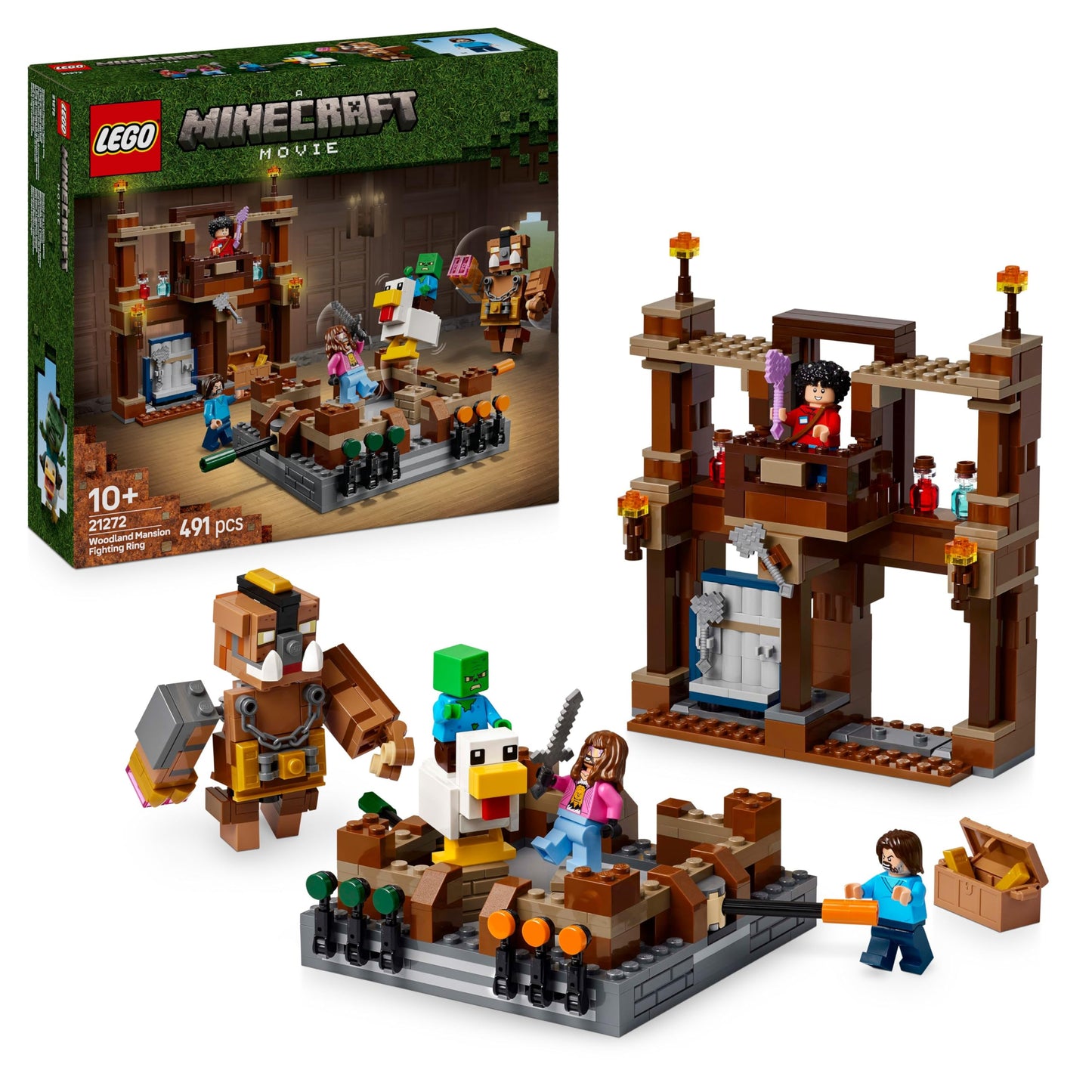 LEGO Minecraft forest estate with boxing ring - interactive gaming toy - baby zombie, Steve, Garret and Henry minifigures - gamer gift for boys, girls and video game fans aged 10 and over - 21272