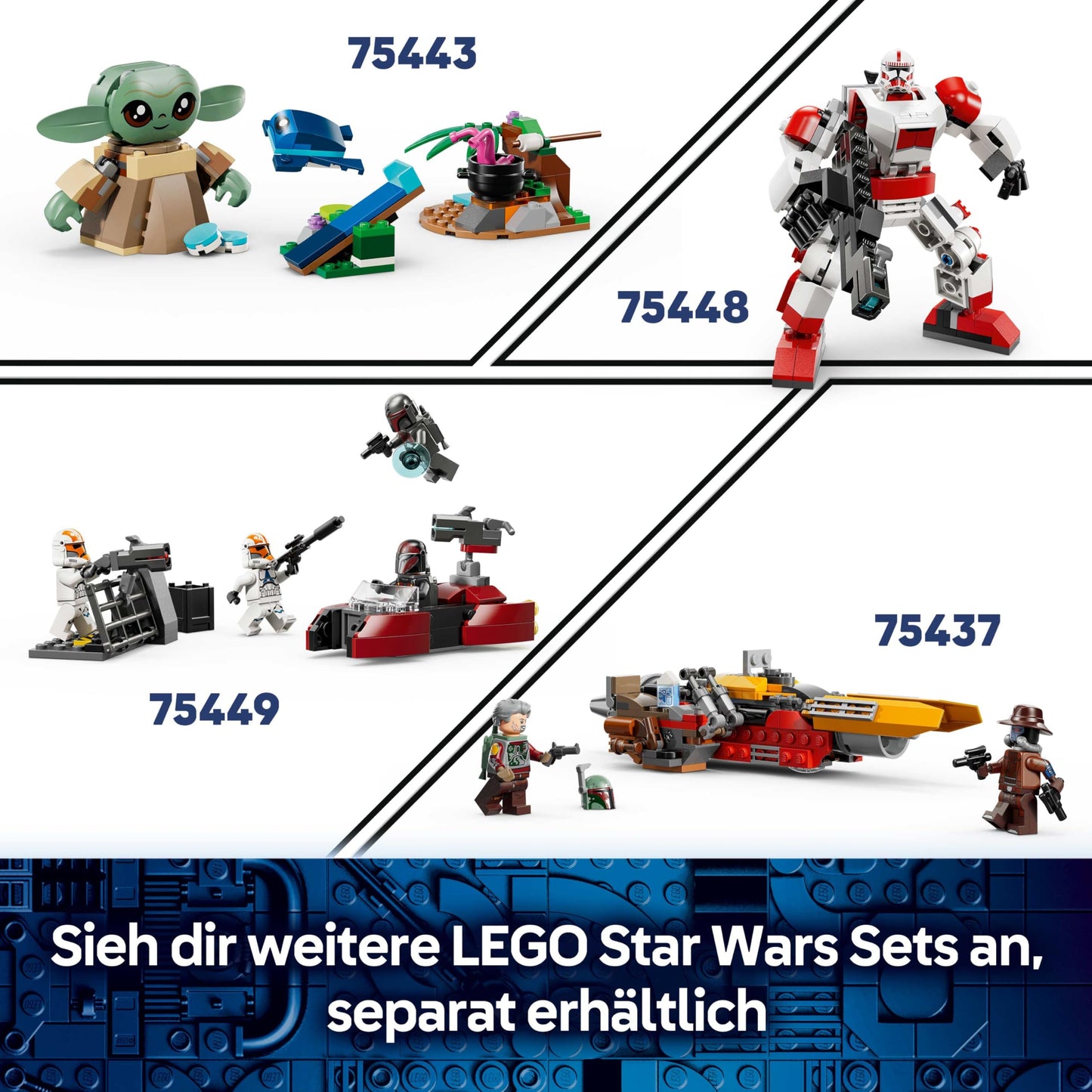 LEGO Star Wars The Mandalorian and Grogu on their speeder bike - set with vehicle and 2 Star Wars figures for action adventures - gift for children aged 6 and over - 75436