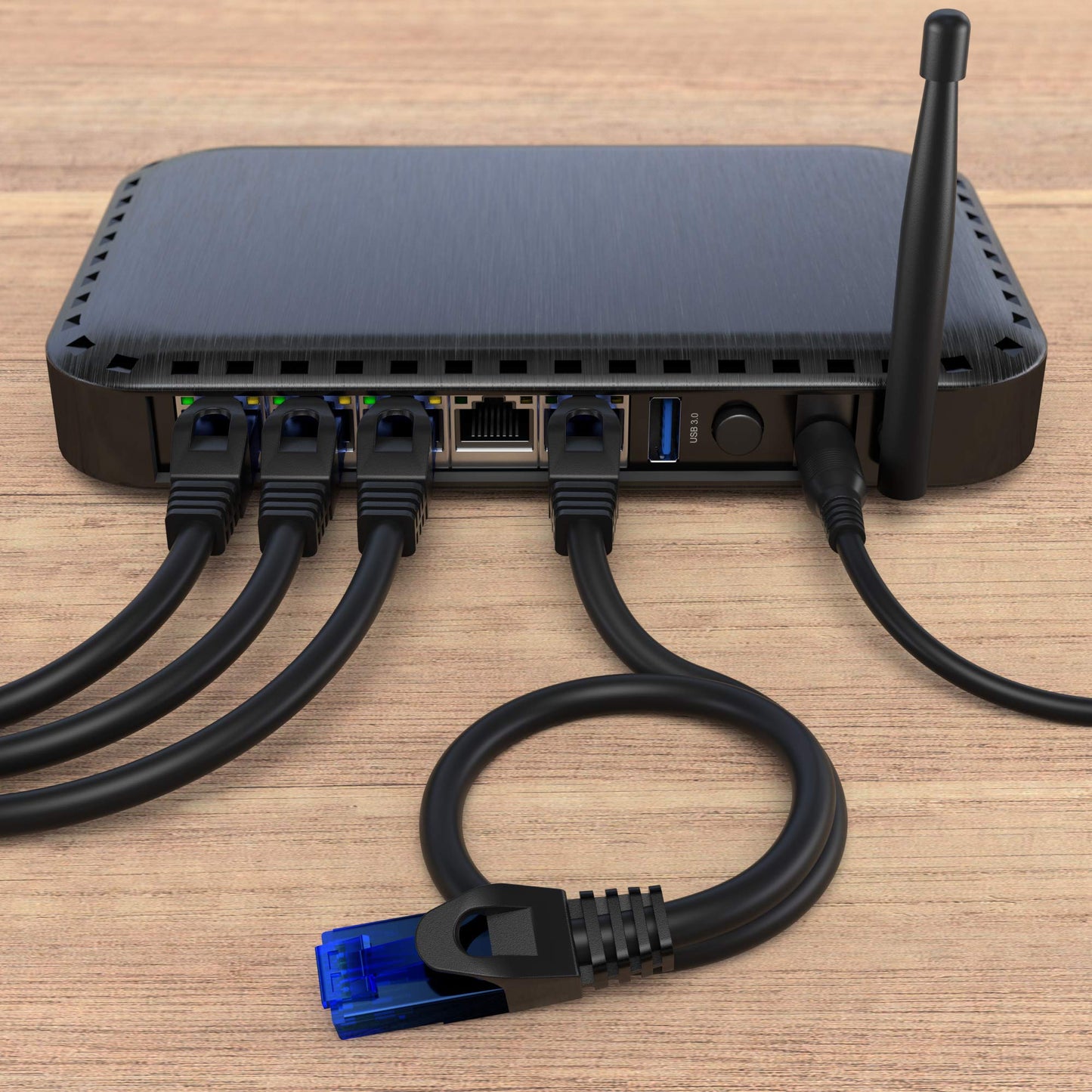 KabelDirekt – LAN/network cable set of 10 – 15m – Gigabit, RJ45, black - 2441