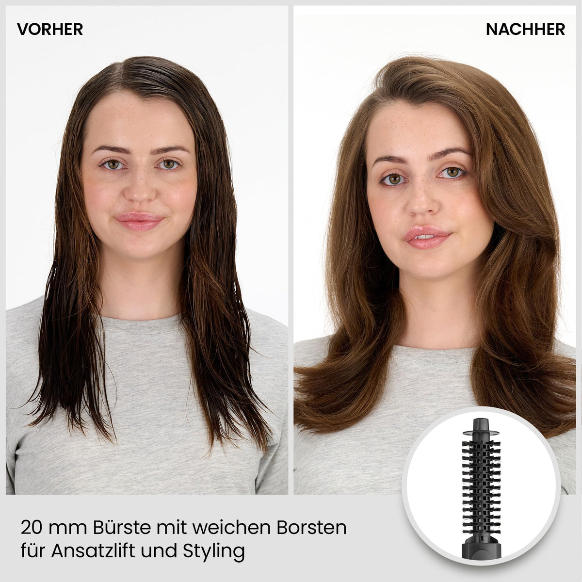 BaByliss Smooth Finish 1200 – 4-in-1 Hot Air Brush for Drying, Styling, Smoothing & Volume, Ion & Ceramic Technology, 4 Attachments, 1200W, Black/Pink, AS122E