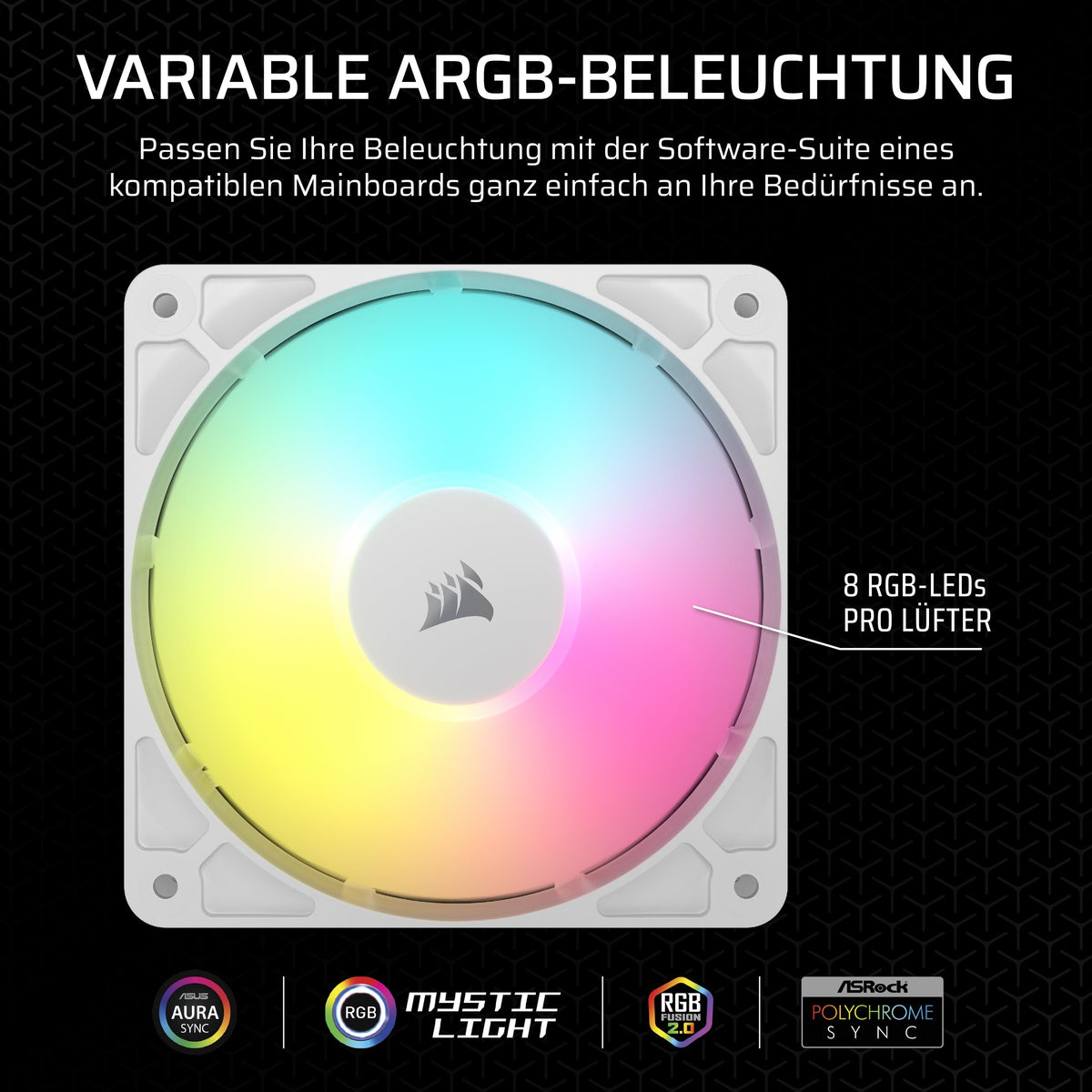 Corsair RS120 120mm ARGB Fan Pack of 3 - White - CO-9050185-WW