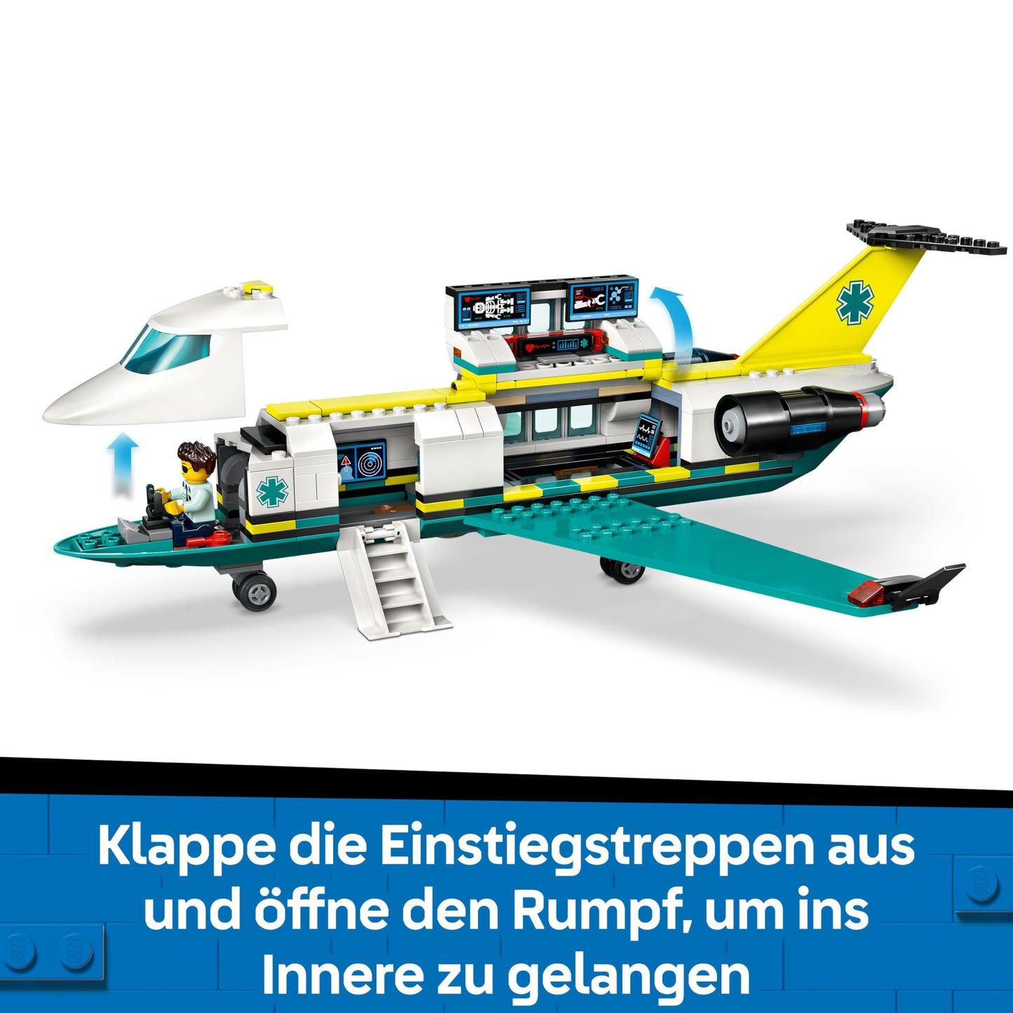 LEGO City Emergency Rescue Plane - Set with plane, snowmobile and 4 mini figures: paramedic, pilot, doctor and skier - great gift for children aged 6 and up - 60465