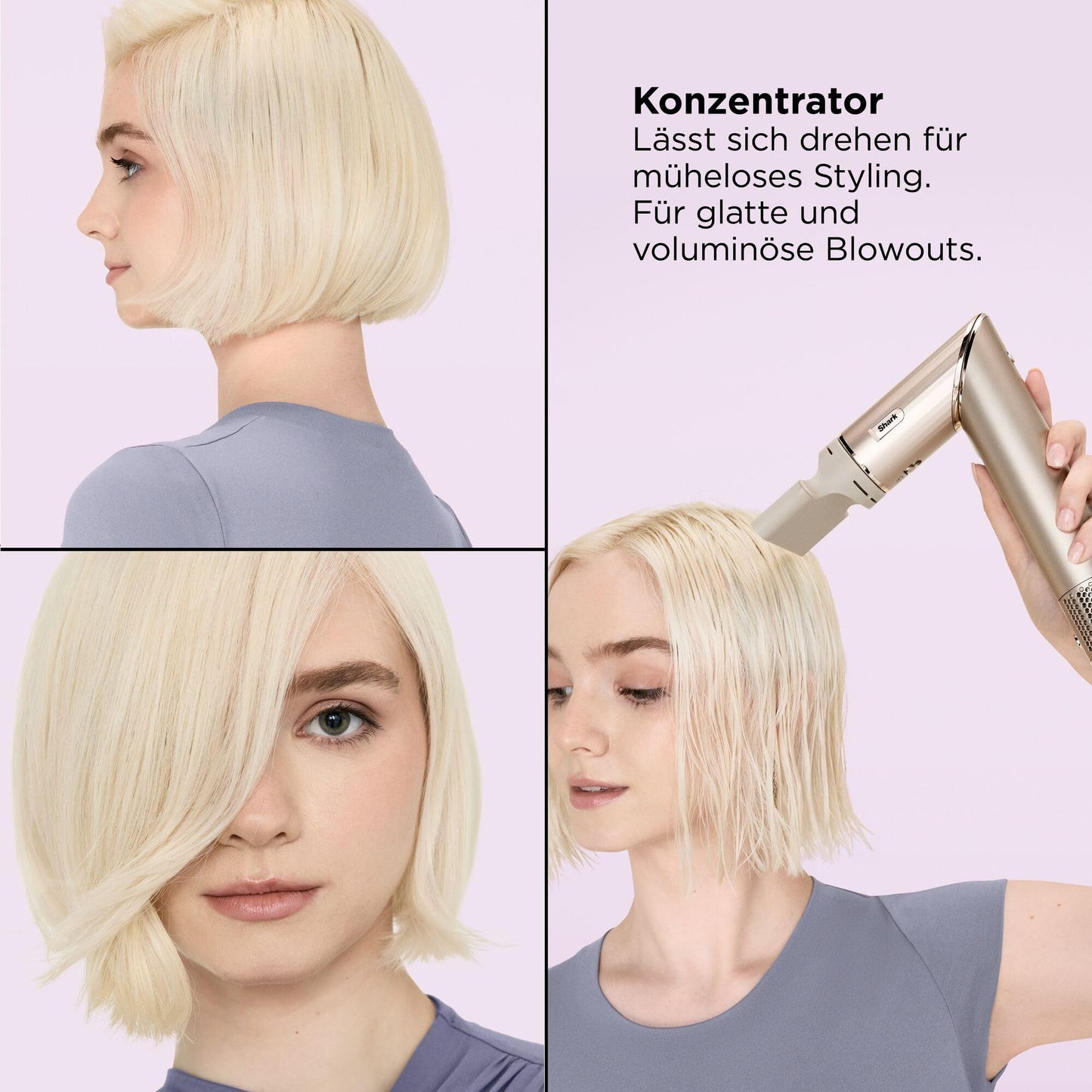 Shark FlexStyle 5-in-1 Air Styler & Hair Dryer, 1400W, Auto Wrap Curl Attachment, Paddle Brush, Oval Brush, Concentrator, Diffuser, Storage Case, No Heat Damage, Champagne HD446SLEU