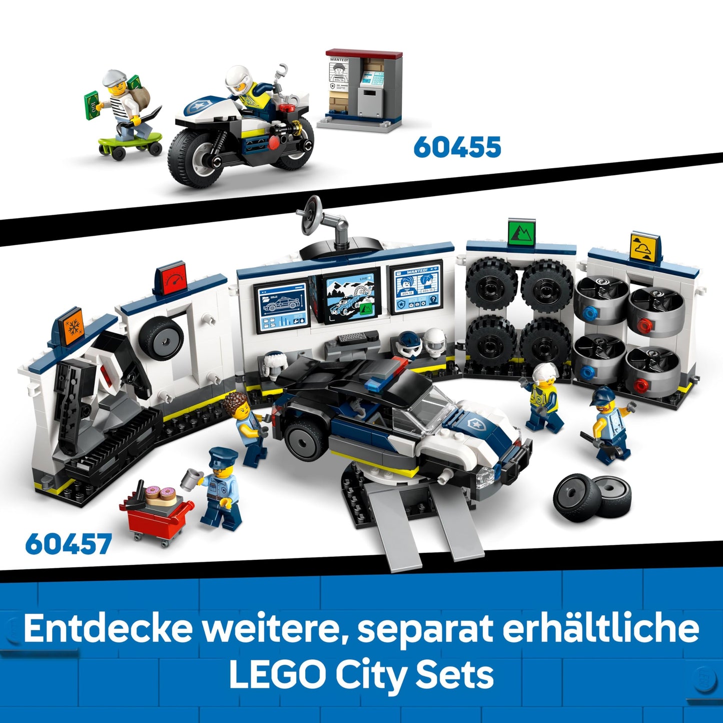 LEGO City Police Boat Chase - Playset with floating speedboat, crook's inflatable boat, 3 mini figures and a shark figure - Gift for boys and girls aged 6 and up - 60456