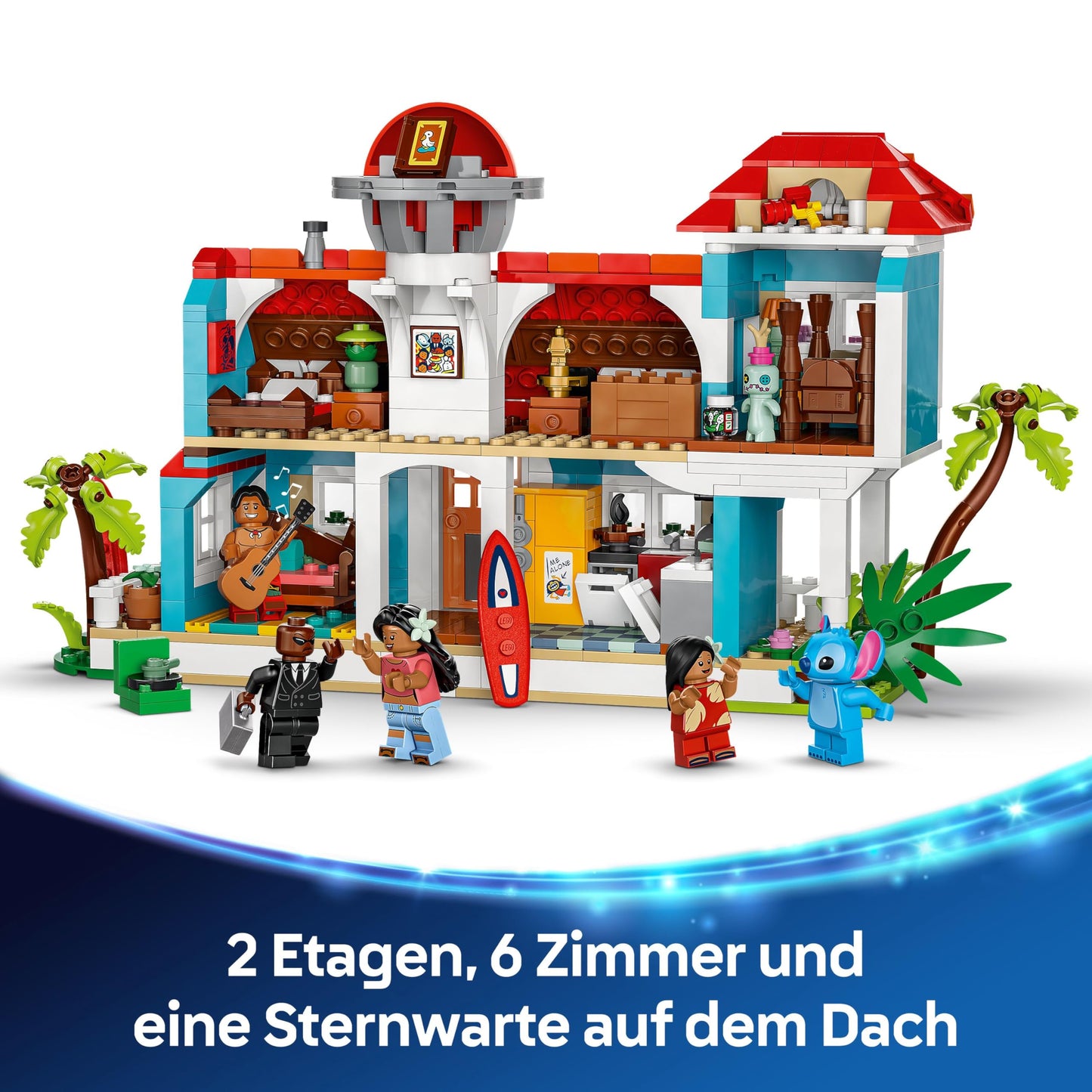 LEGO | The beach house from “Lilo and Stitch” - toy with 6 rooms, roof terrace, spaceship and 5 minifigures - birthday gift for girls, boys and fans aged 9 and over - 43268