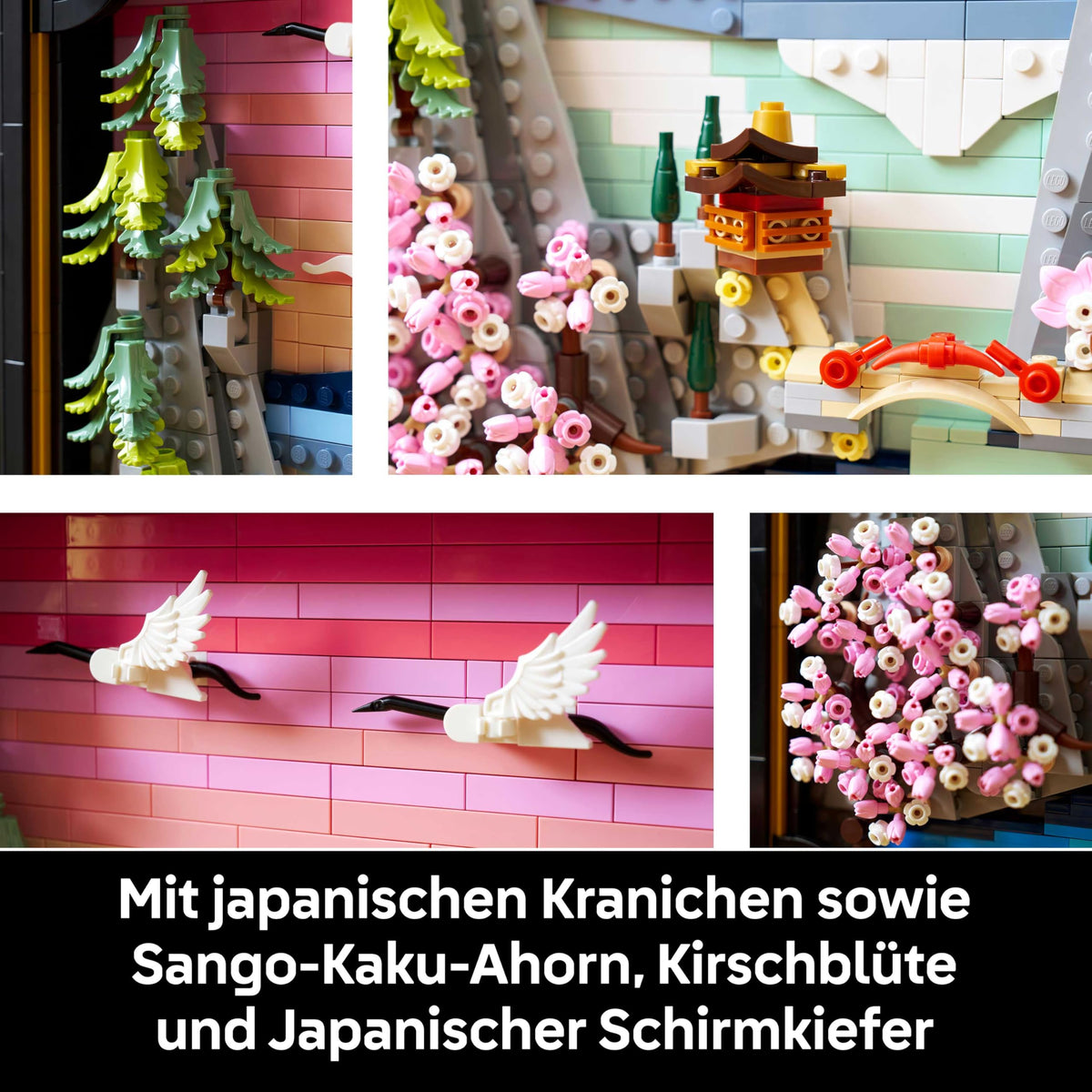 LEGO Art Japanese Cherry Blossom Landscape - DIY Set - Building Set for Adults - 3D Wall Art in a Frame featuring Mount Fuji, Sakura (Cherry Blossoms), and Waterfall - Gift for Men and Women - 31218