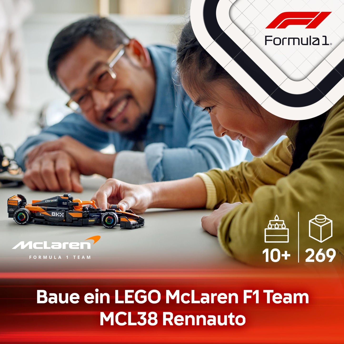 LEGO Speed Champions McLaren F1 Team MCL38 racing car - toy with Formula 1 minifigure to collect - model and gift for boys and girls aged 10 and over and adults motorsport fan 77251