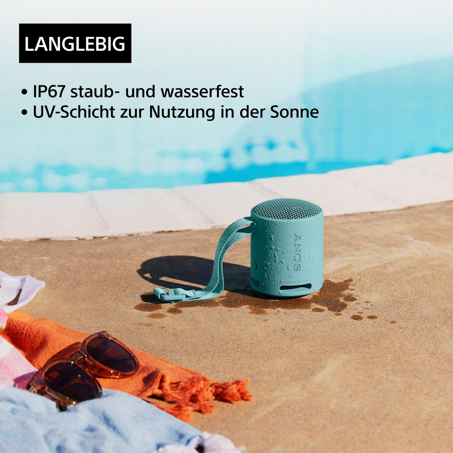 Sony SRS-XB100 - Wireless Bluetooth Speaker, Portable, Lightweight, Compact, Outdoor, Travel Speaker, Durable, IP67 Waterproof and Dustproof, 16 Hour Battery, Carrying Strap, Hands-Free Function, Orange - SRSXB100DCE7