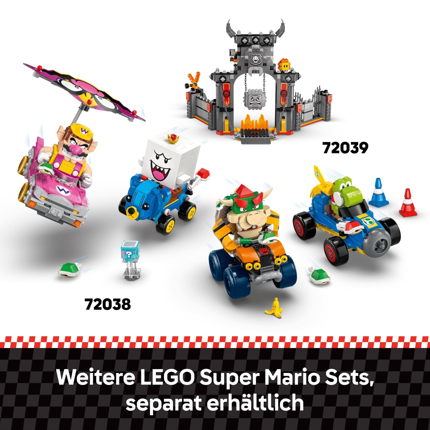LEGO Mario Kart - Interactive Mario & Standard Kart - Nintendo Toy - Game Race Track with Car, 3 Figures, Podium & Barriers - Gamer Gift for Boys & Girls from 7 Years - 72043
