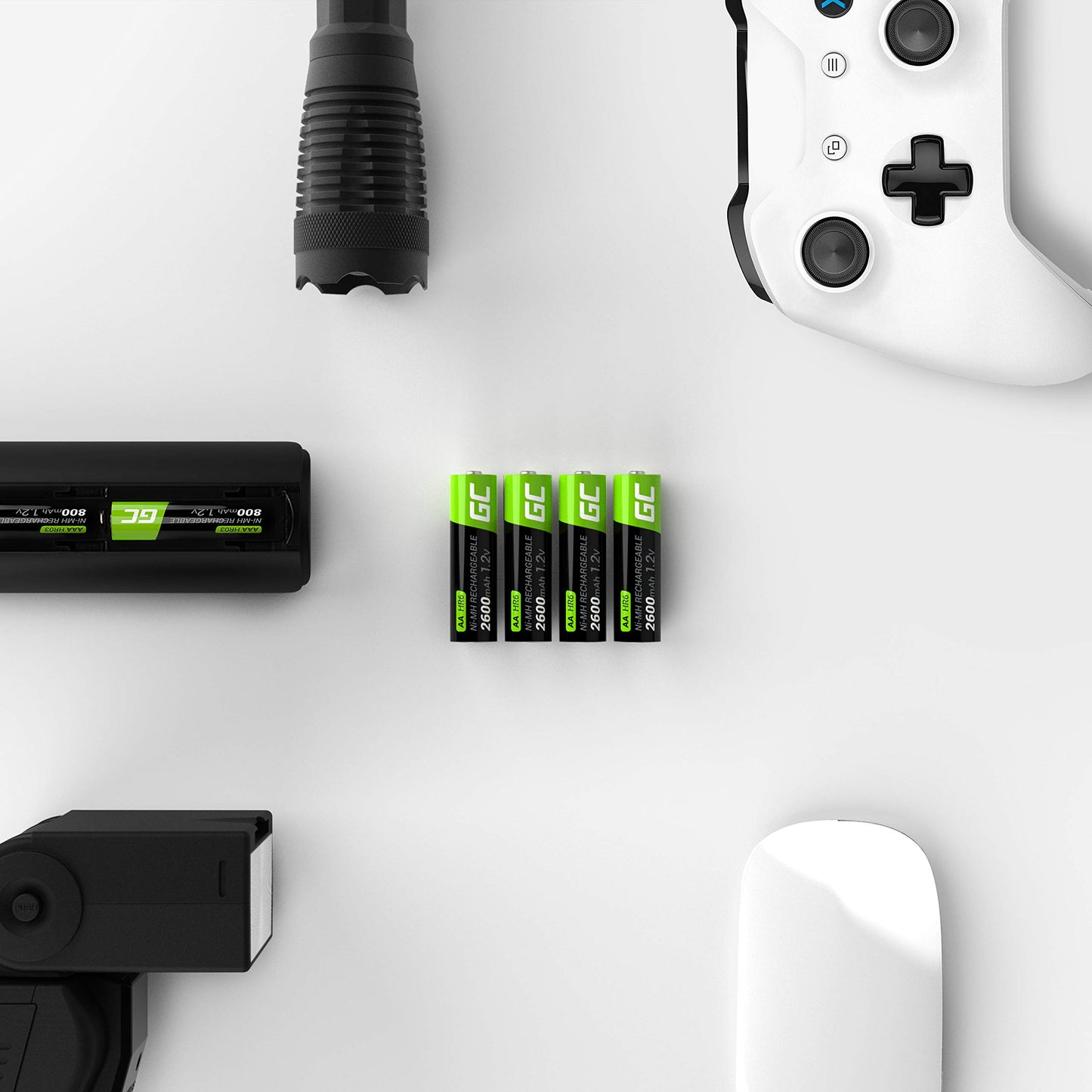 GREEN CELL battery 2600 mAh 1.2V 8 pieces AA Mignon batteries, type NI-MH, 1.2v pre-charged, high capacity, reliable battery, long-lasting battery AA solutions - GR09