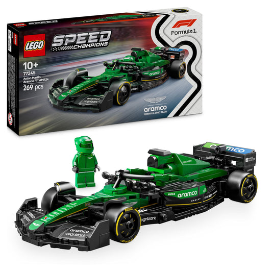 LEGO Speed Champions Aston Martin Aramco F1 AMR24 racing car - toy with Formula 1 minifigure to collect - buildable model car for boys and girls aged 10 and over and adult motorsport fans 77245