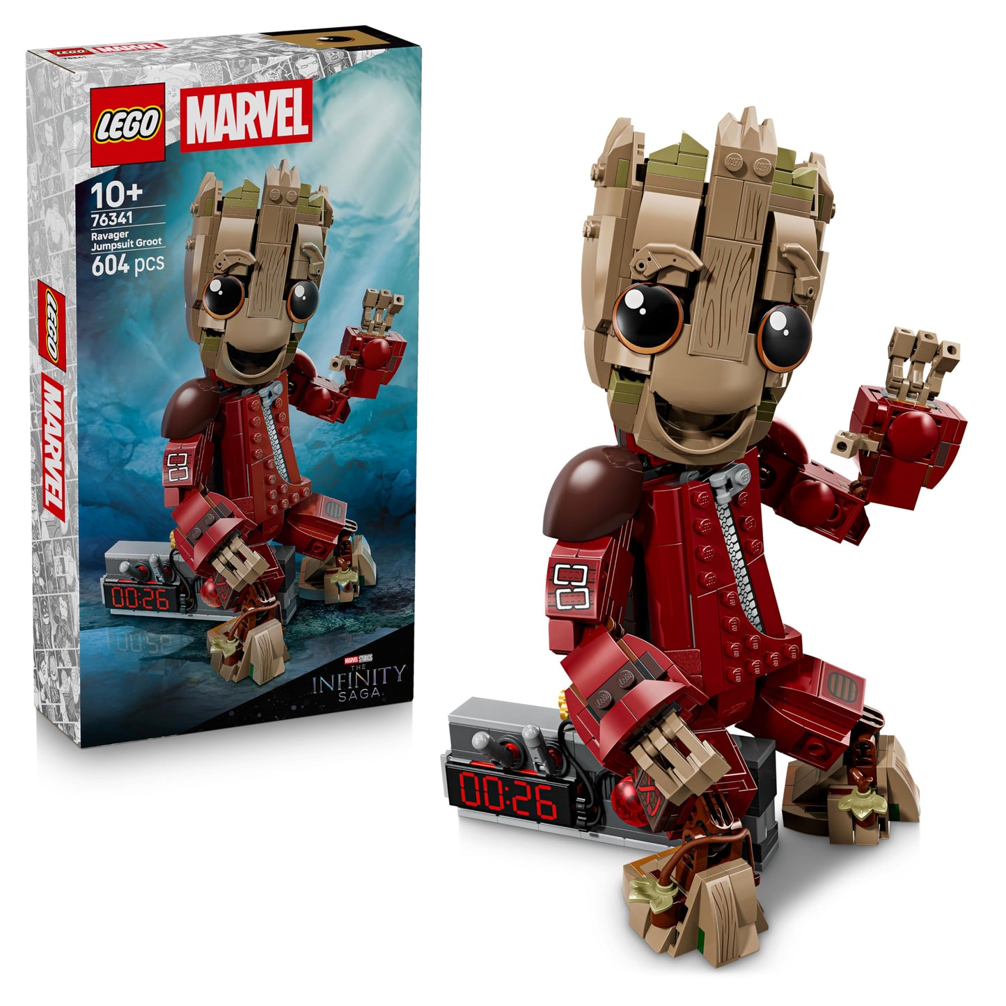 LEGO | Groot in Ravager outfit - superhero toy with buildable figure for role play - children's construction toy - creative gift for boys aged 10 and over, girls and film fans - 76341