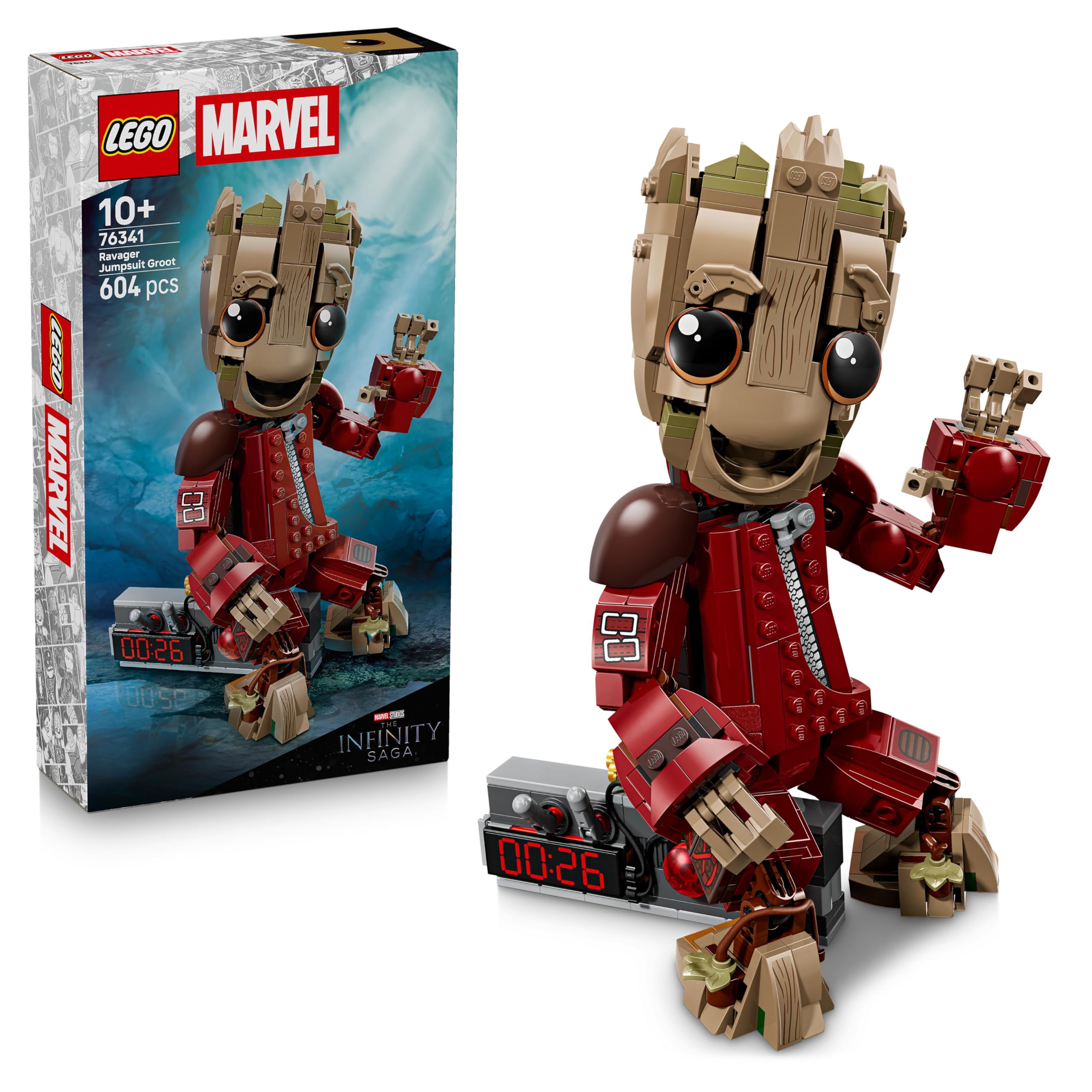 LEGO | Groot in Ravager outfit - superhero toy with buildable figure for role play - children's construction toy - creative gift for boys aged 10 and over, girls and film fans - 76341