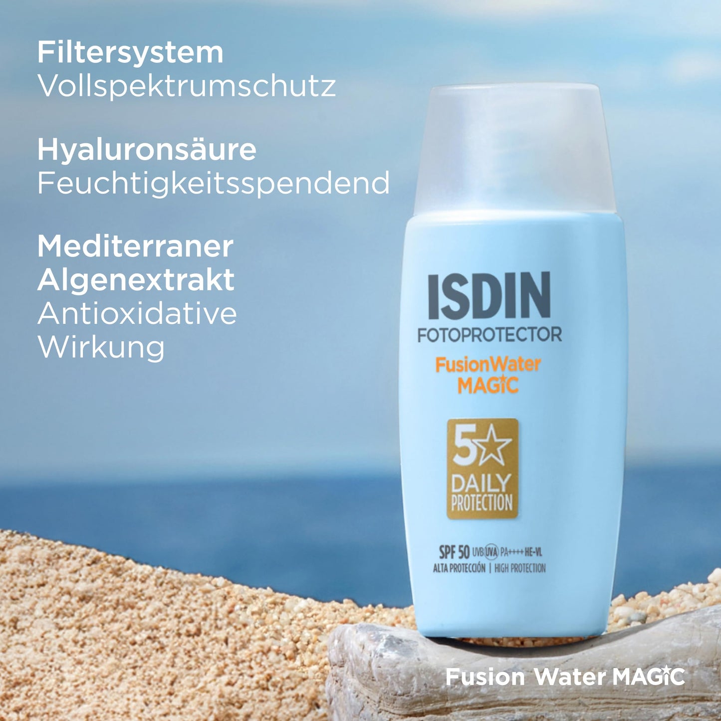 ISDIN Fusion Water Magic SPF 50 Sun Cream Face - Daily Sun Protection & Moisture - Ultralight, Instantly Absorbed, 50ml - 8470001748577
