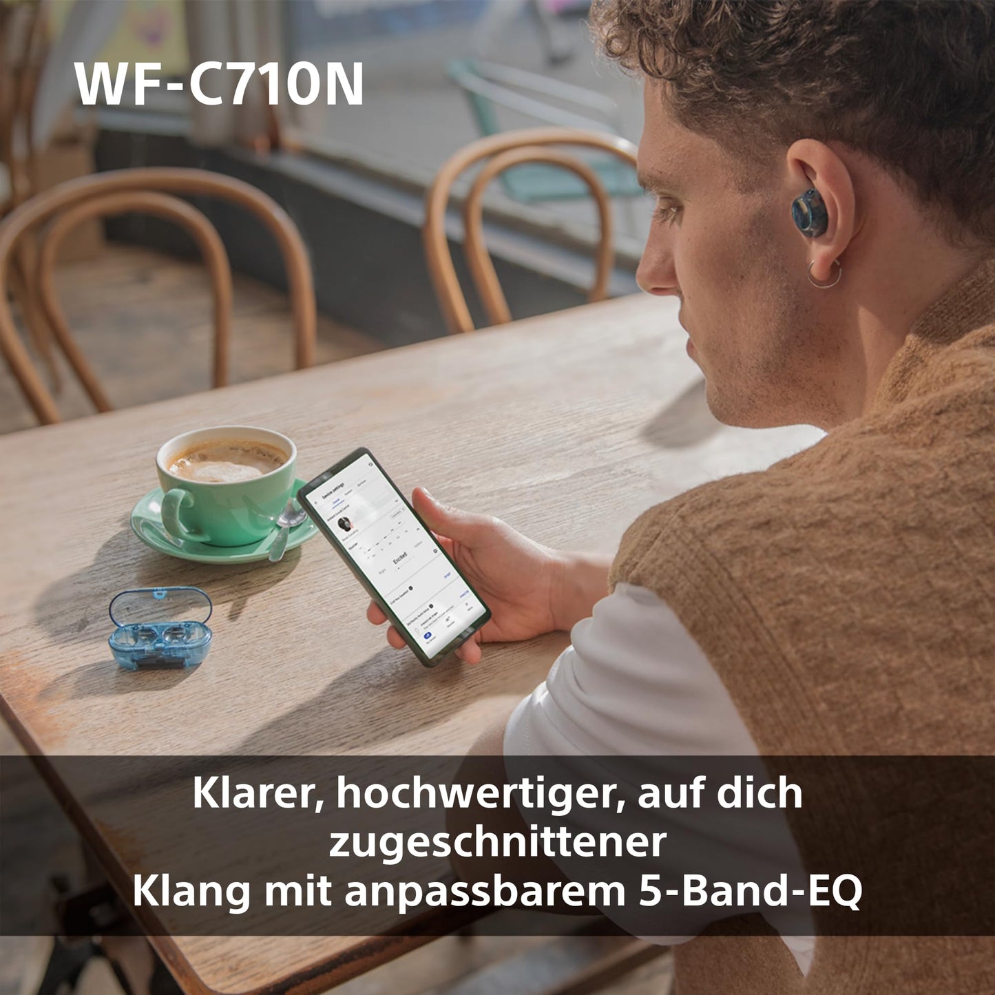 Sony WF-C710N - Truly Wireless Noise Canceling Earphones, lightweight, touch operation, multipoint connection, IPX4, up to 40h battery, quick charging, iOS and Android compatible, Glass Blue - WFC710NL.CE7