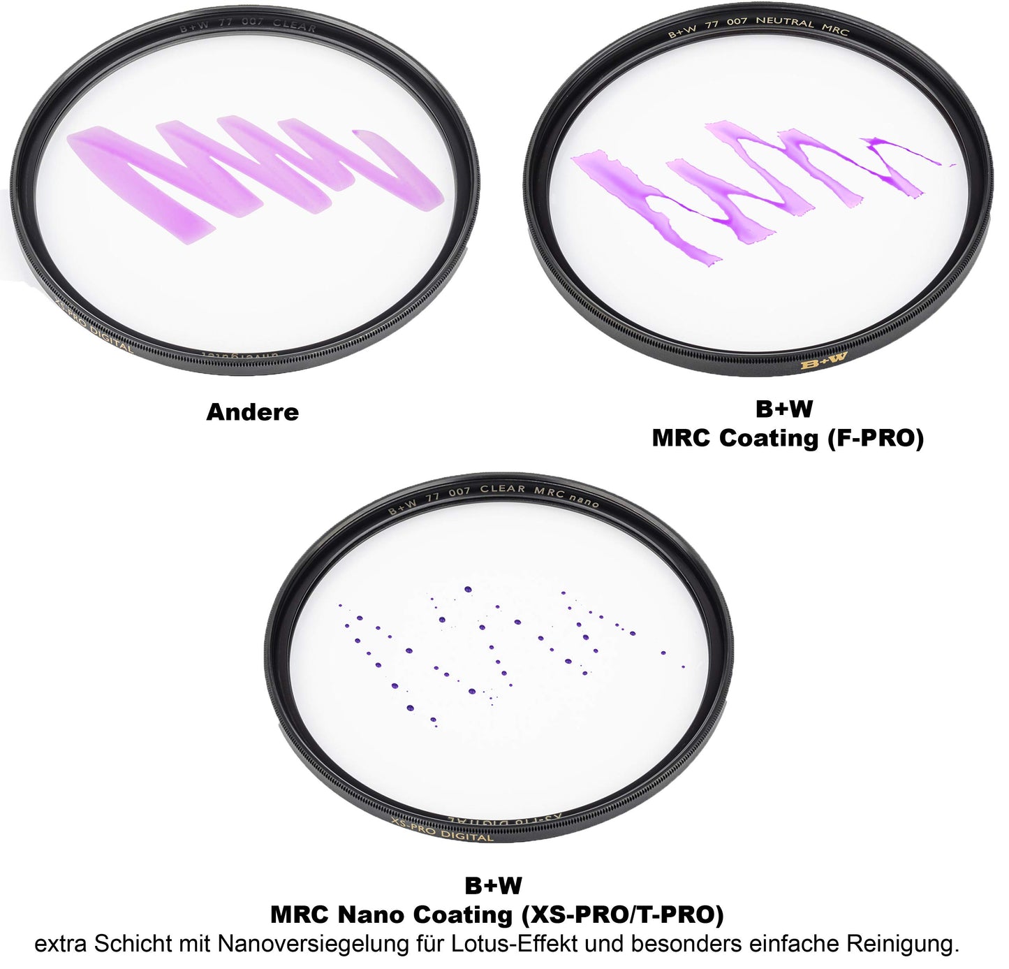 B+W 007 protective filter, clear filter (52mm, T-Pro, titanium finish, MRC Nano, 16x coated, super slim, premium) - 1097733