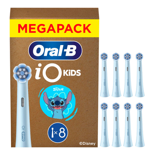 Oral-B iO Replacement Brush Heads Kids 6+ Disney Stitch, Blue, 8 Pieces - 8700216932202