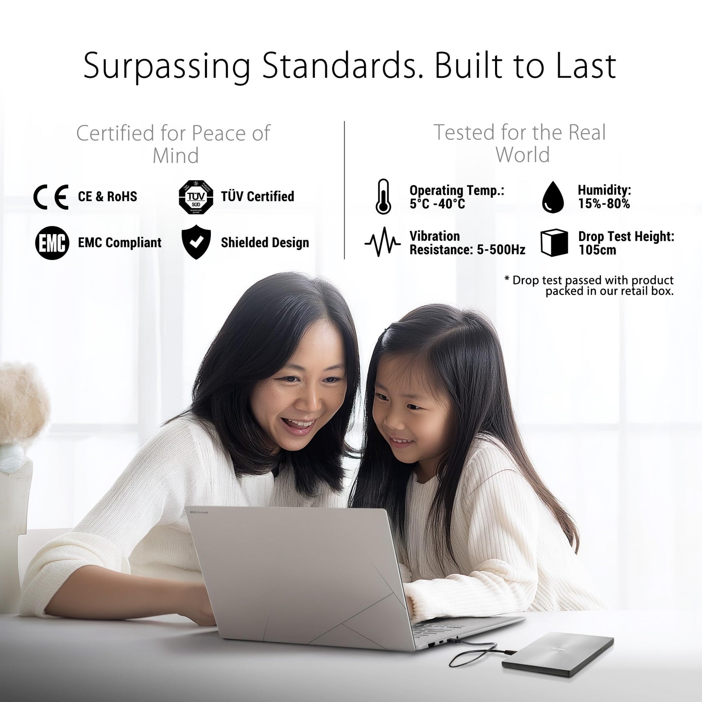 Asus ZenDrive U9M USB-C external Ultra SLIM DVD burner (incl. USB-C cable, burning software & Nero backup app), for Apple MacBooks and Windows PCs/notebooks, USB 2.0, gold - 90DD02A5-M29000