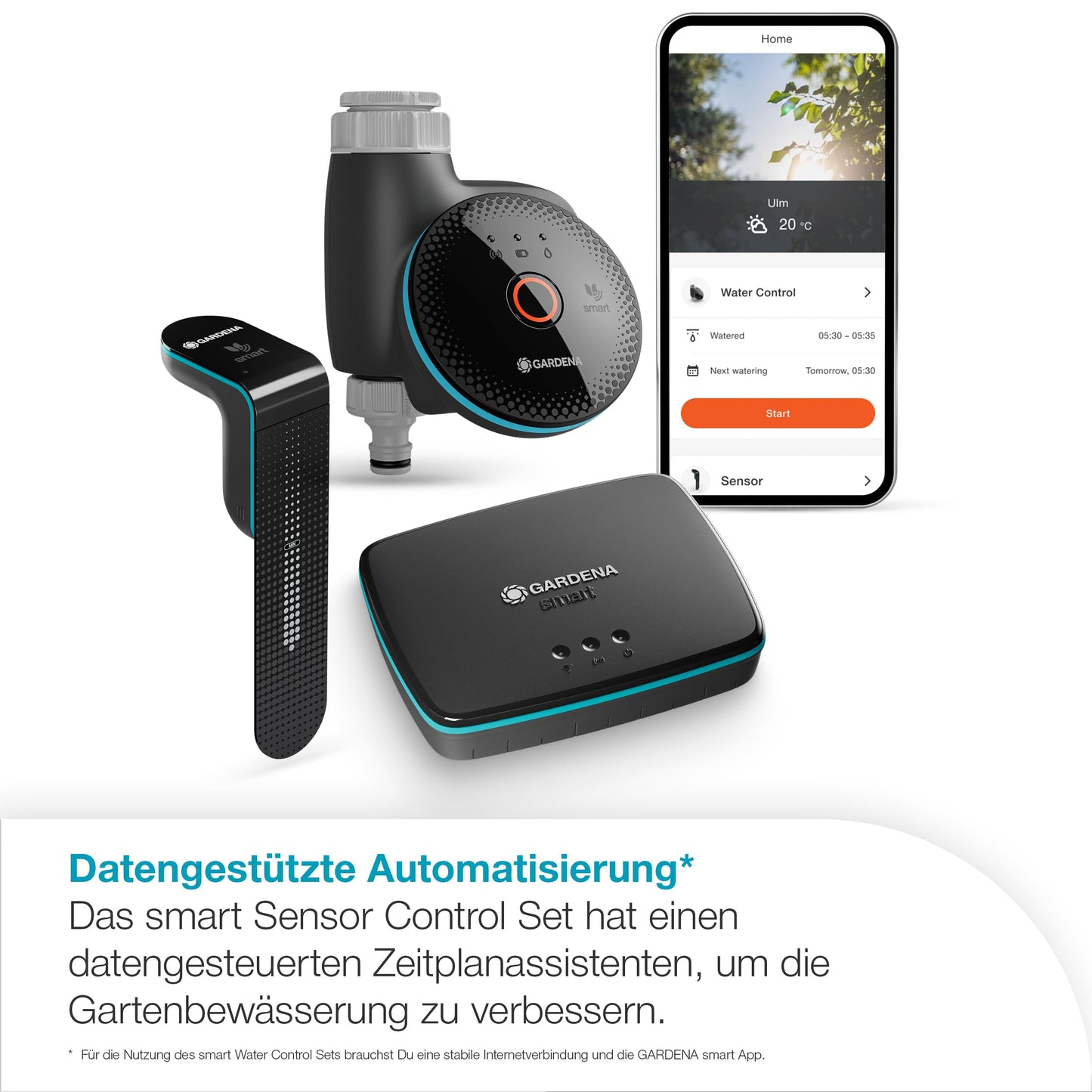 Gardena smart Sensor Control Set irrigation control; smart: data-controlled irrigation*, smart home integration*, soil moisture sensor included, high-quality valve technology (19045-20)