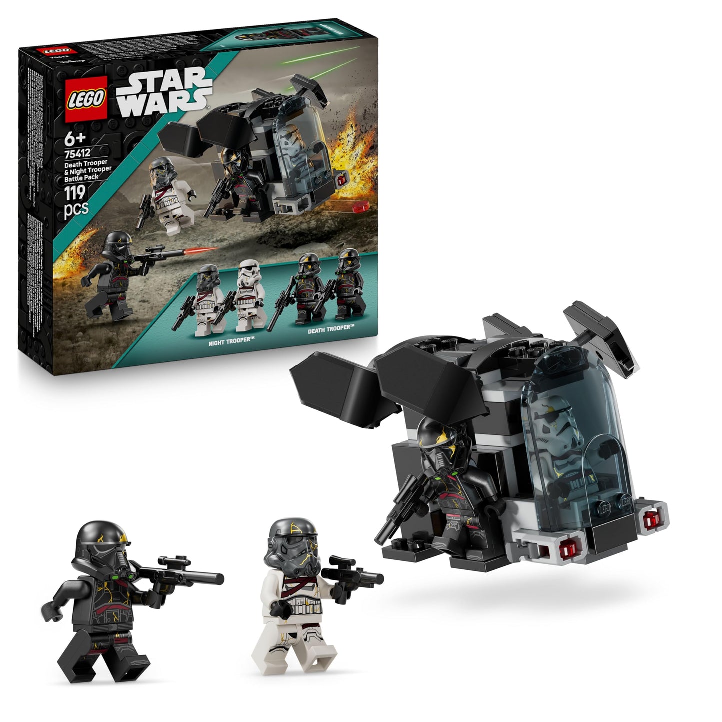 LEGO Star Wars 75412 Death Trooper & Night Trooper Battle Pack - building toy with dropship and 4 mini figures with blasters - collector's gift for boys aged 6 and up and Ahsoka fans