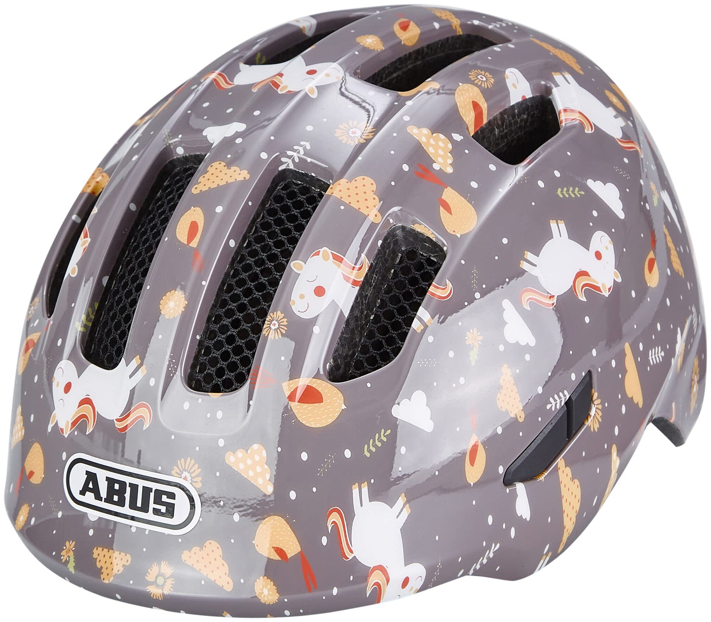 ABUS children's helmet Smiley 3.0 - bicycle helmet with a deep fit, child-friendly designs & space for a braid - for girls and boys - gray with horse pattern, size S - 67252