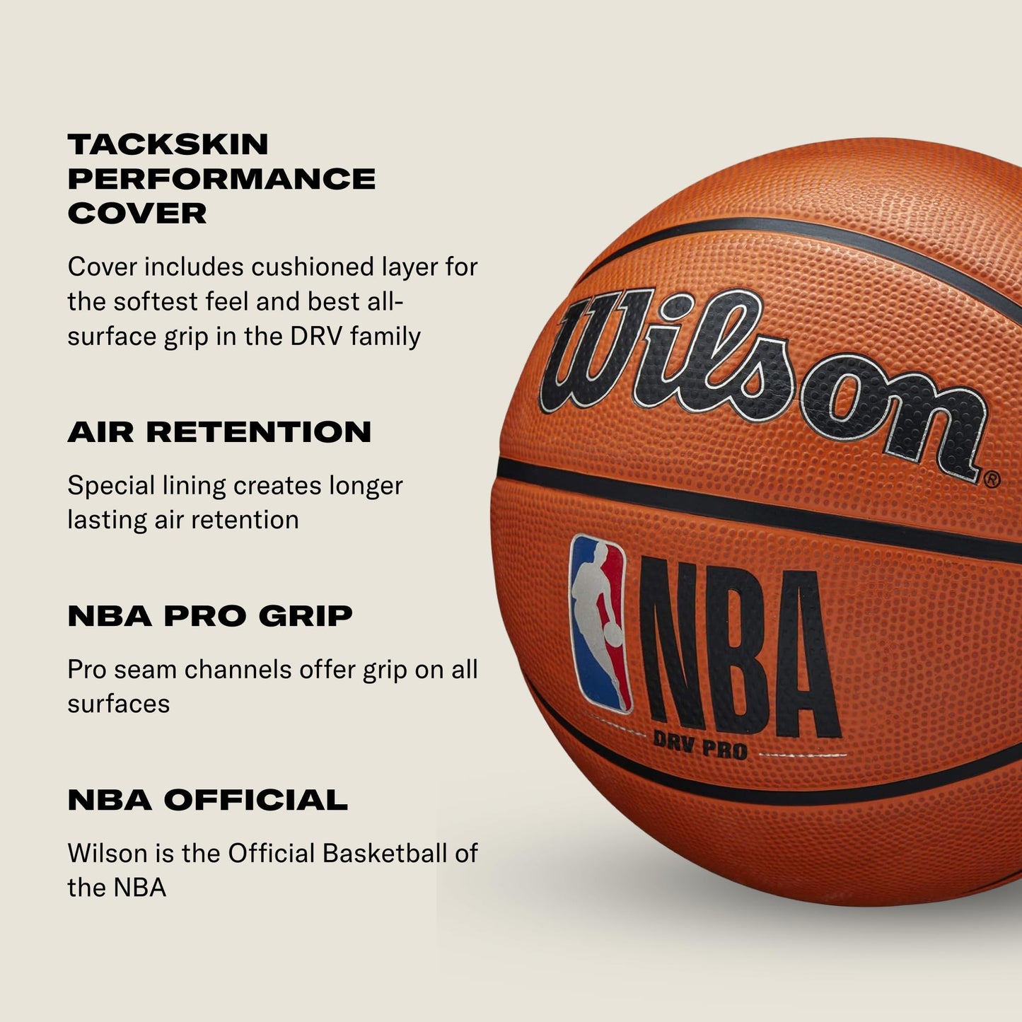 Wilson Basketball NBA DRV PRO, Outdoor, Tackskin Rubber, Size: 6, Brown - WTB9100ID06