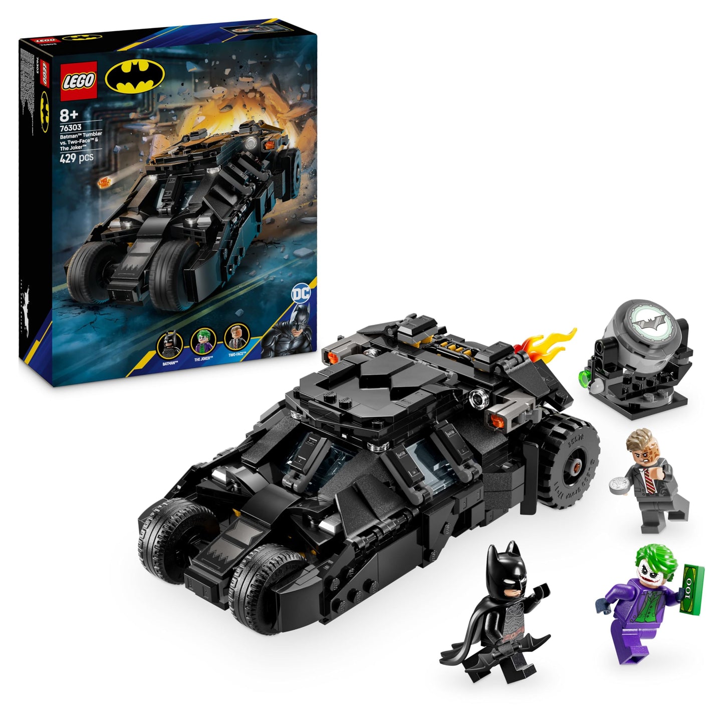 LEGO DC Batman: Batman Tumbler vs. Two-Face & The Joker - Superhero toy with Batmobile car - Playset with minifigures - Gift for boys and girls aged 8 and up 76303