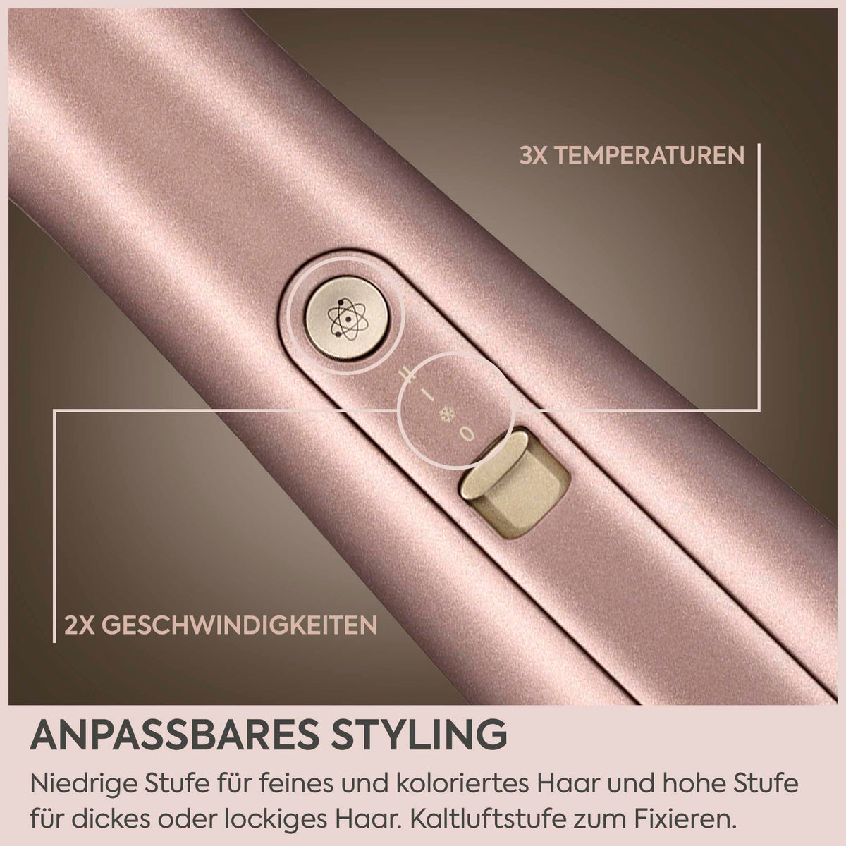 BaByliss Air Power Volume – 2-in-1 Round Brush Hair Dryer and Air Styler, Gold - AS95E