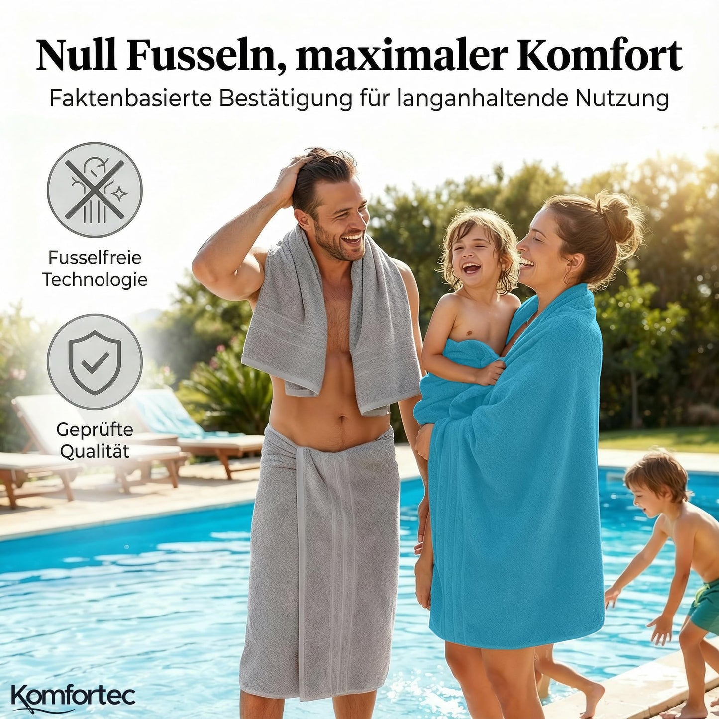 Komfortec 2 sauna towel set 80x200 cm, large sauna towels made of 100% cotton, sauna towels, fluffy and absorbent, quick-drying, light gray/turquoise - 2er-80x200-silber-und-türkis