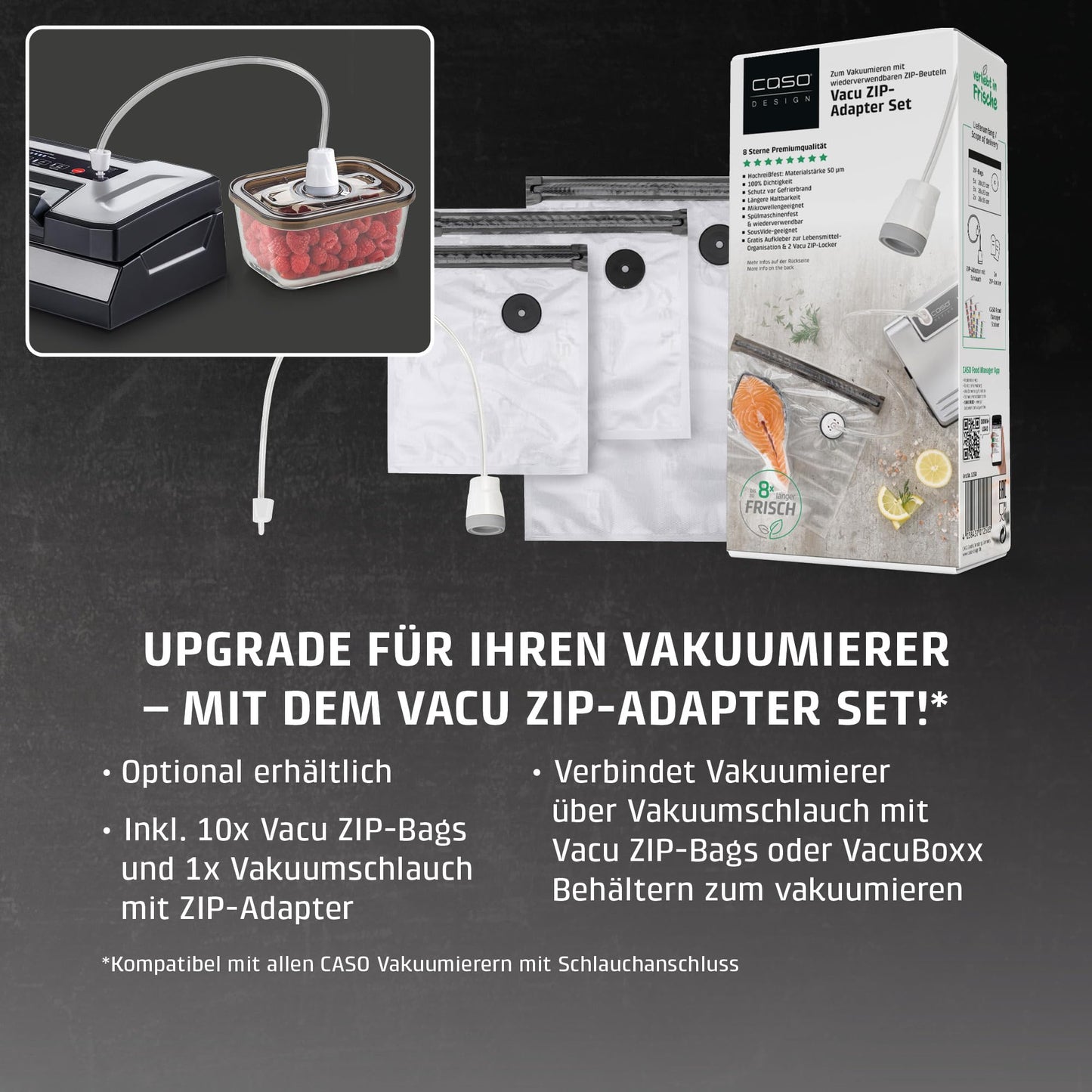 CASO VRH 490 advanced vacuum sealer, test result Very Good film welding machine, up to 100 vacuum sealing processes non-stop, removable vacuum chamber, incl. 10 professional film bags - 1525