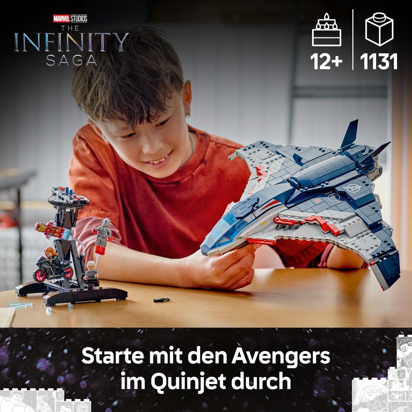 LEGO | Marvel Avengers: Age of Ultron Quinjet - Superhero Toy Airplane with Motorbike and 5 Minifigures Including Iron Man, Black Widow and Ultron - Gift for Boys Ages 12 and Up - 76325