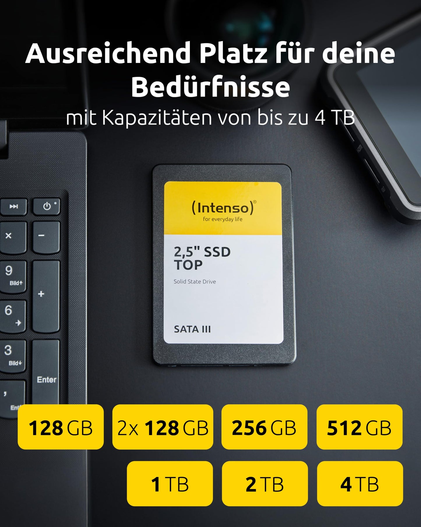 Intenso Internal 2.5" SSD SATA III Top, 512 GB, 550 MB/seconds, Black - 3812450