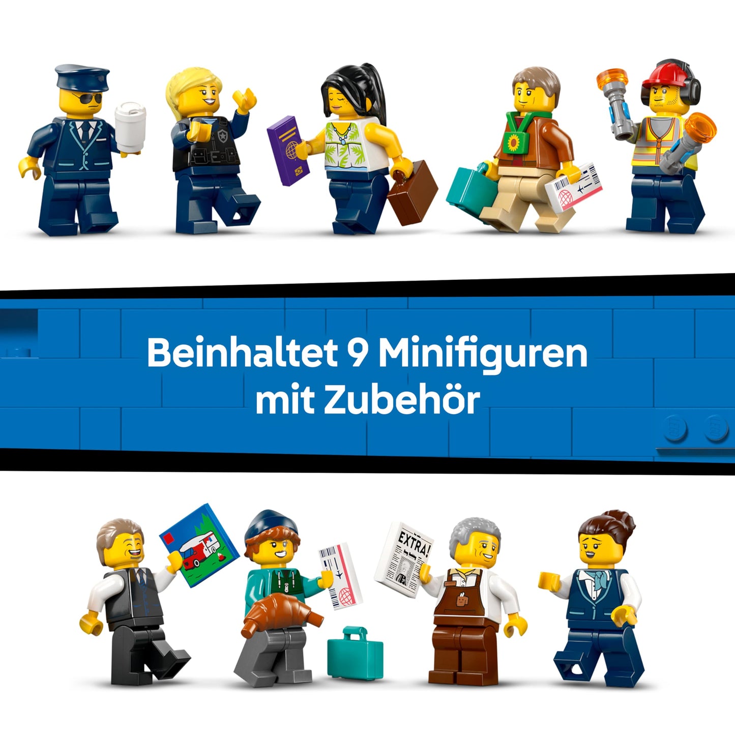 LEGO City Airport with Airplane - Toy Miniature Model Building with Terminal, Airplane, Tow Vehicle, Passenger Bridge, 9 Minifigures & Accessories - Birthday Gift for Boys Ages 8 and Up - 60502