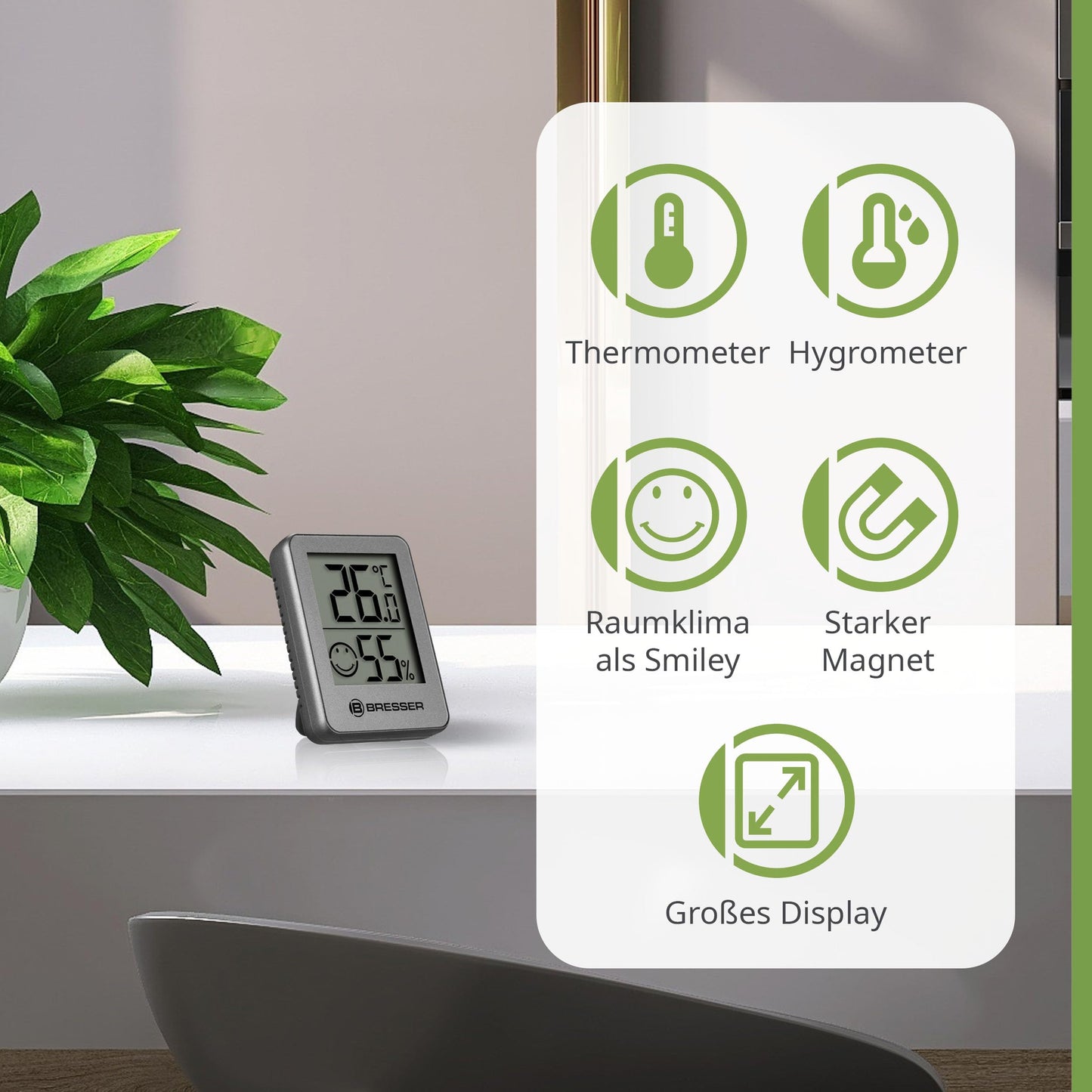 Bresser set of 6 thermometer hygrometers - digital room thermometer for checking indoor humidity - 7000015MGU000