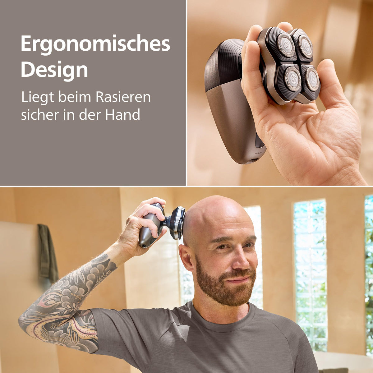 PHILIPS Head Shaver Pro Series 9000 – Rasă pentru bărbați și femei, aparat de ras electric cu cap de tăiere flexibil la 360 de grade și lame ComfortCut, blând cu pielea, model HS9980/15