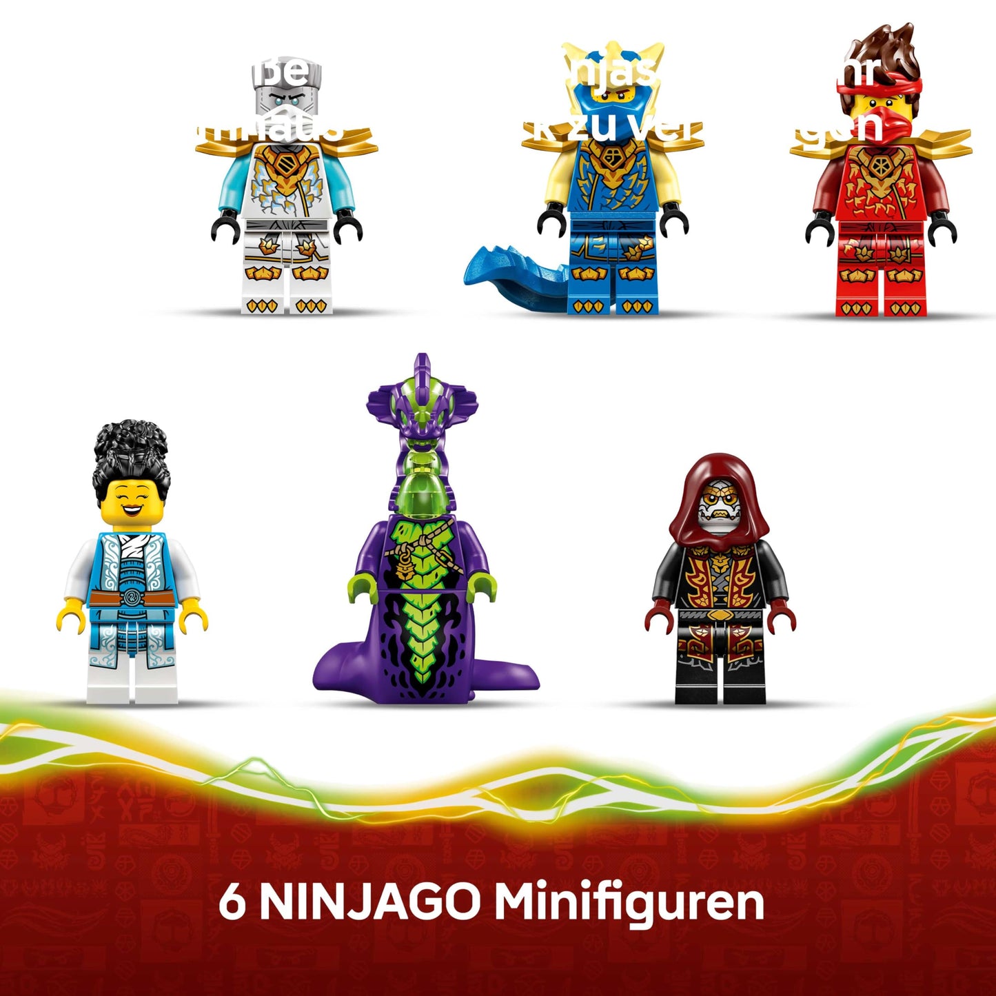 LEGO NINJAGO showdown at the tree house with the ninja bike - action toy with motorcycle, helicopter, 6 minifigures and swords - gift for boys aged 7 and up and fans - 71857