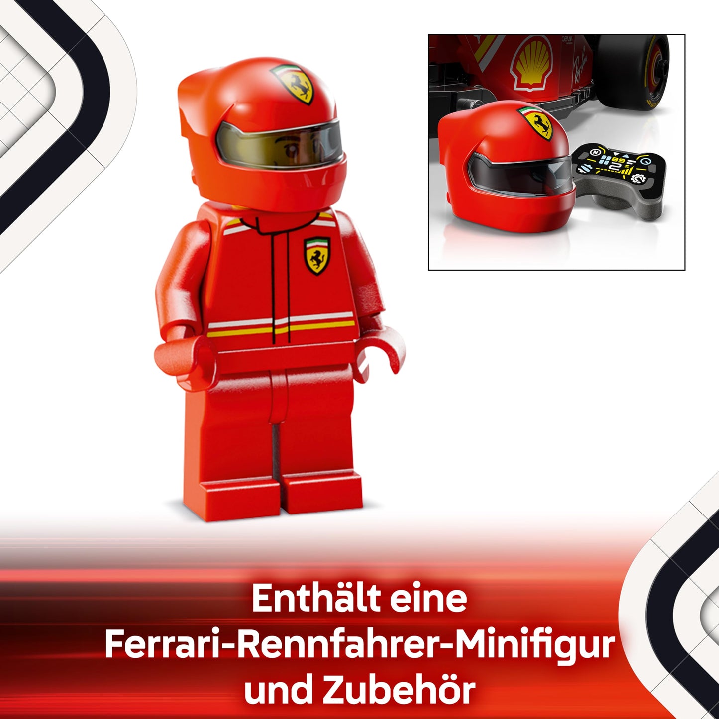 LEGO Speed Champions Ferrari SF-24 F1 racing car - model car set with driver - model building for children - toy with 1 minifigure - collectible Formula 1 gift for boys and girls - 77242