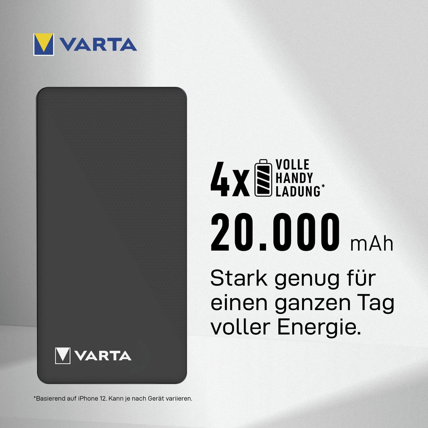 VARTA Power Bank 20000mAh, power bank Power on Demand with 3 ports (1x USB A, 2x USB C), compatible with tablets & smartphones, in environmentally friendly packaging